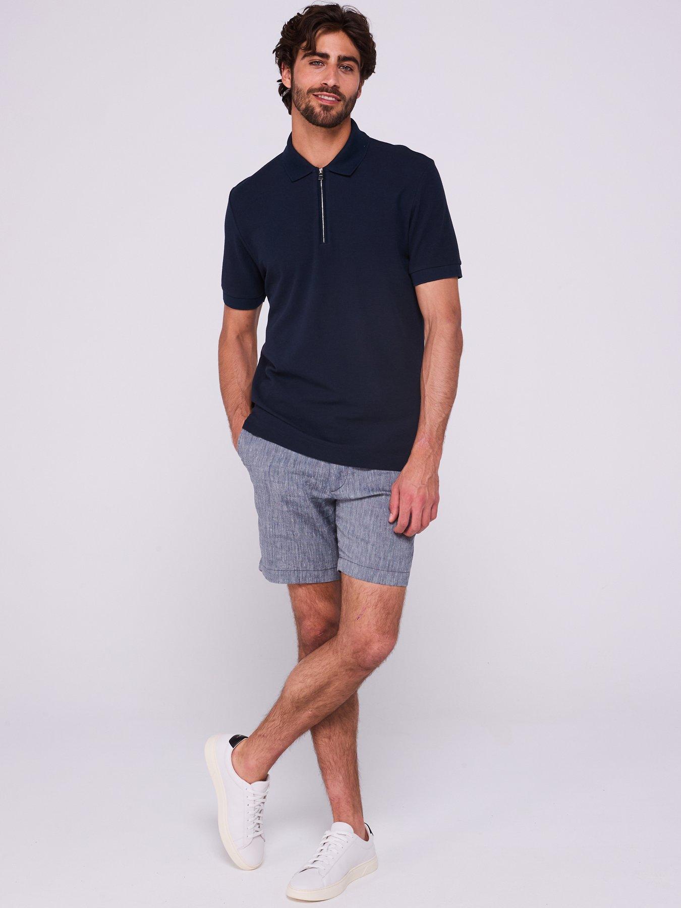 Image 3 of 5 of BOSS H-Paras 120 Regular Fit 1/4 Zip Polo Shirt - Dark Blue