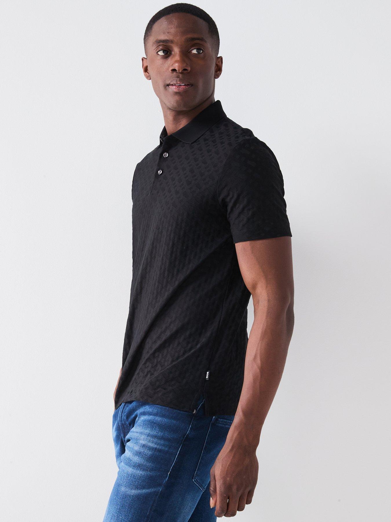 BOSS H-pack 80 All Over Jacquard Regular Fit Polo Shirt - Black