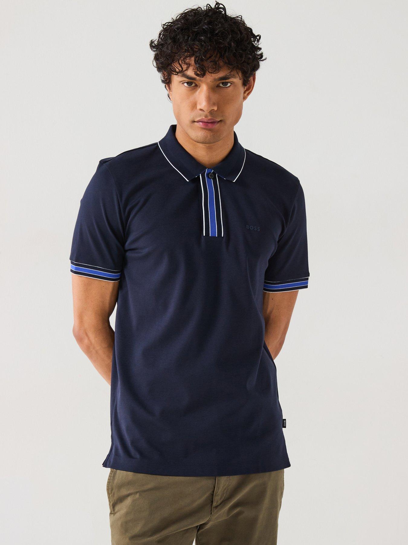 Image 1 of 6 of BOSS Parlay 185 Concealed Placket Regular Fit Polo Shirt- Navy
