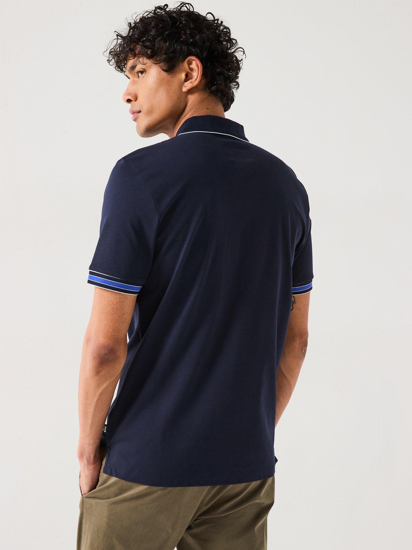 Image 2 of 6 of BOSS Parlay 185 Concealed Placket Regular Fit Polo Shirt- Navy