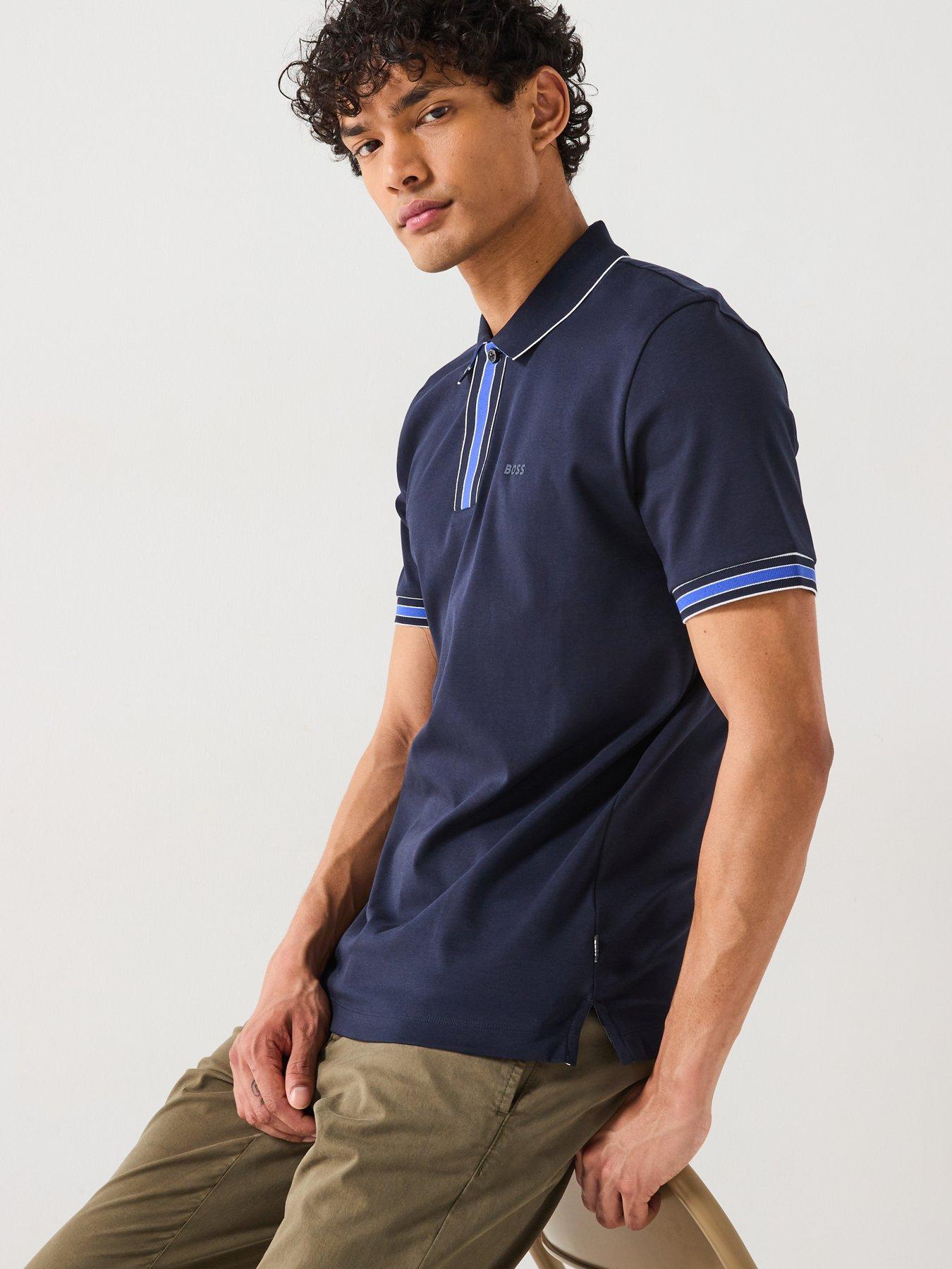 Image 4 of 6 of BOSS Parlay 185 Concealed Placket Regular Fit Polo Shirt- Navy