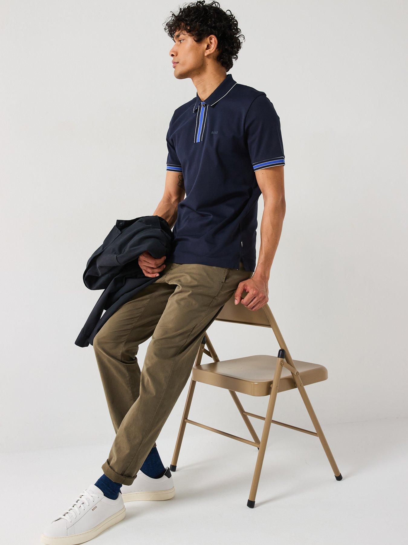 Image 6 of 6 of BOSS Parlay 185 Concealed Placket Regular Fit Polo Shirt- Navy