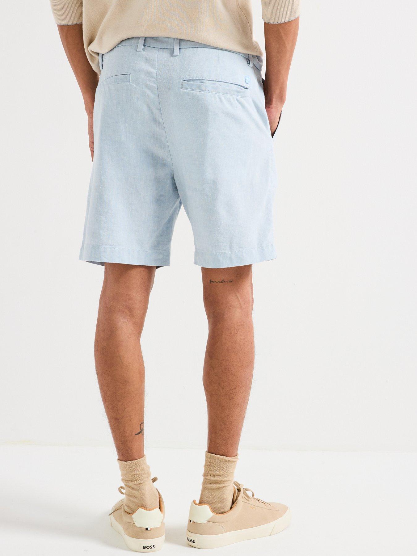 Image 2 of 4 of BOSS C-Kane Regular Fit Drawstring Linen Shorts - Light Blue