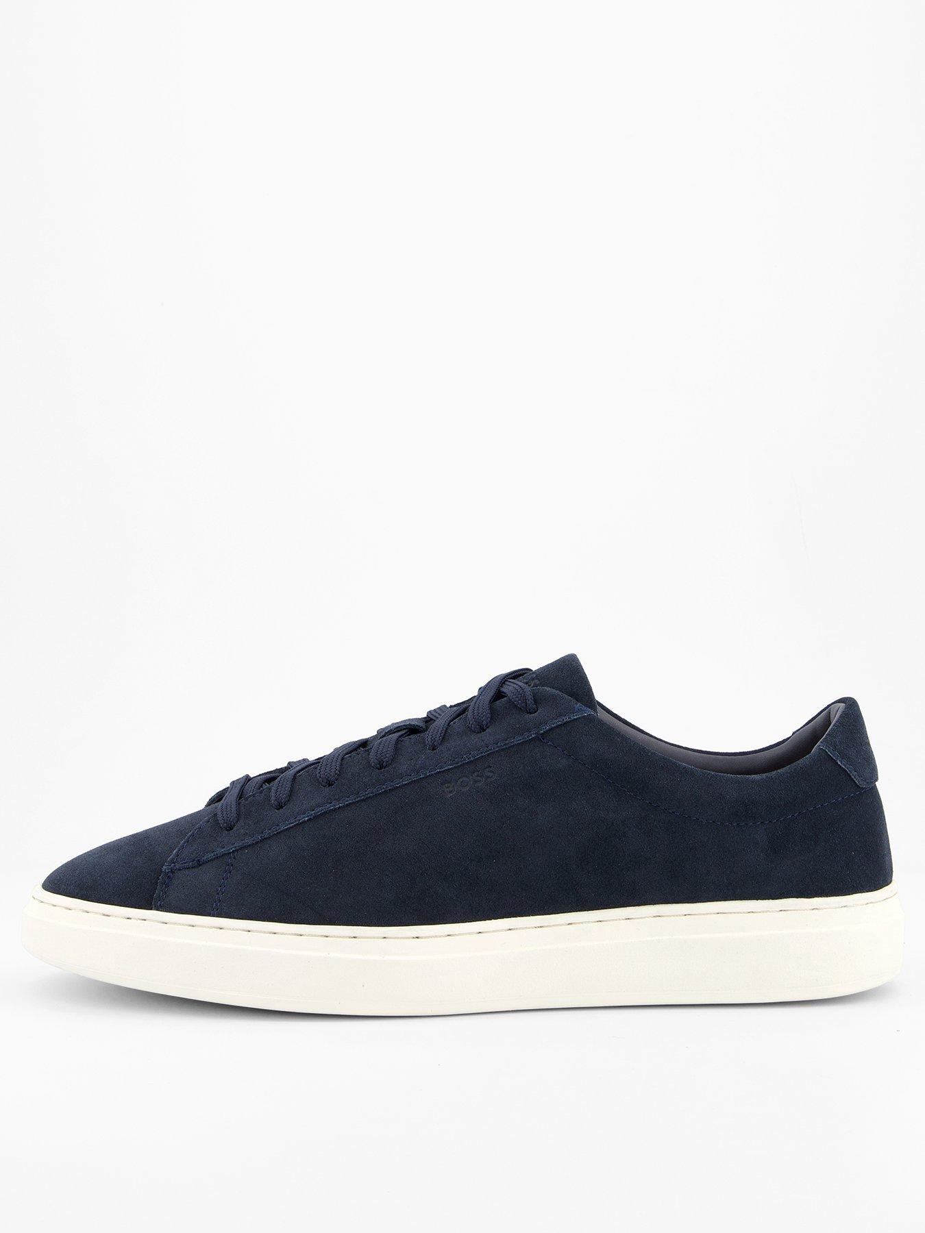 Image 1 of 6 of BOSS Kieran Tennis Leather Trainers - Dark Blue