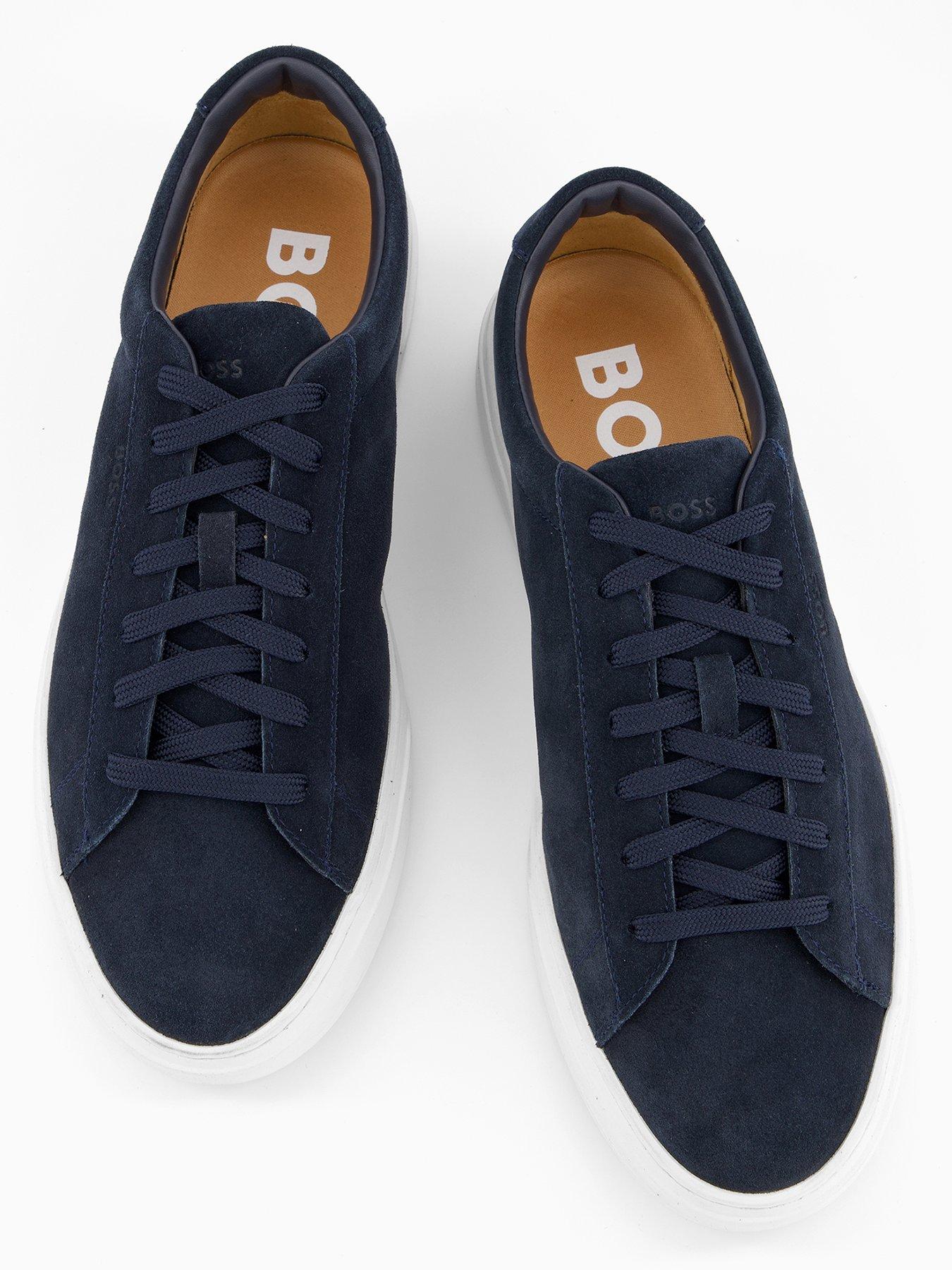Image 3 of 6 of BOSS Kieran Tennis Leather Trainers - Dark Blue