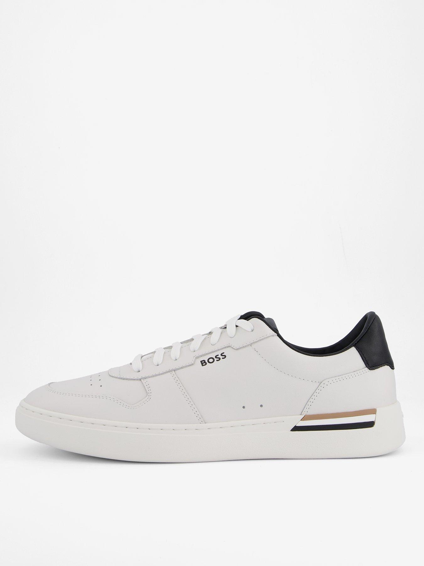 Image 1 of 7 of BOSS Clint Tennis Leather Trainers - White