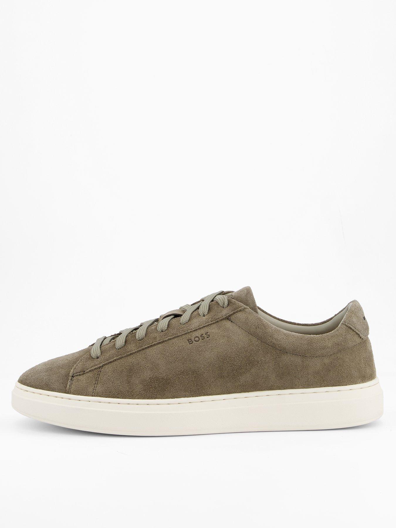 Image 1 of 7 of BOSS Kieran Tennis Leather Trainers - Open Green