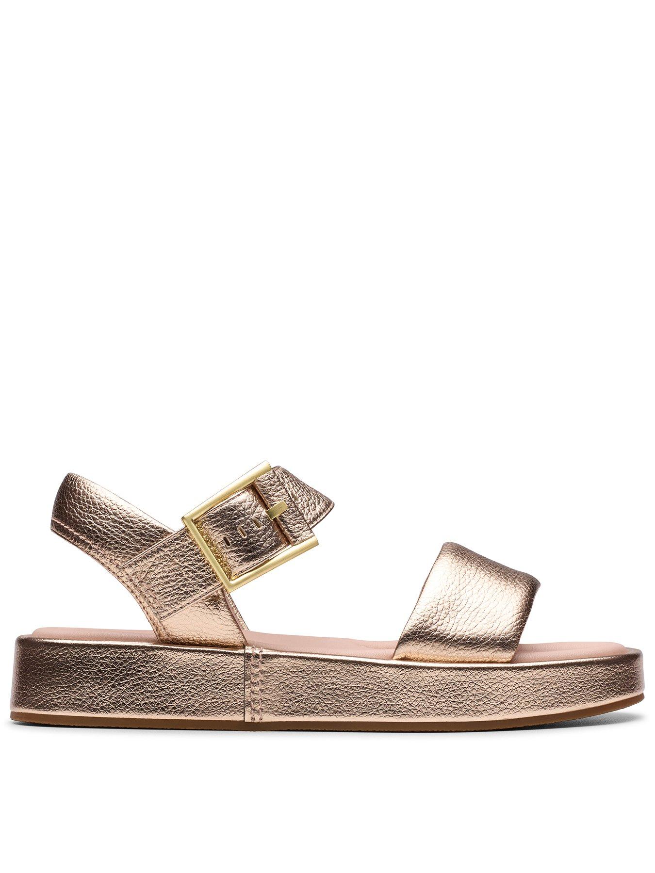 Clarks Alda Strap Sandals - Gold