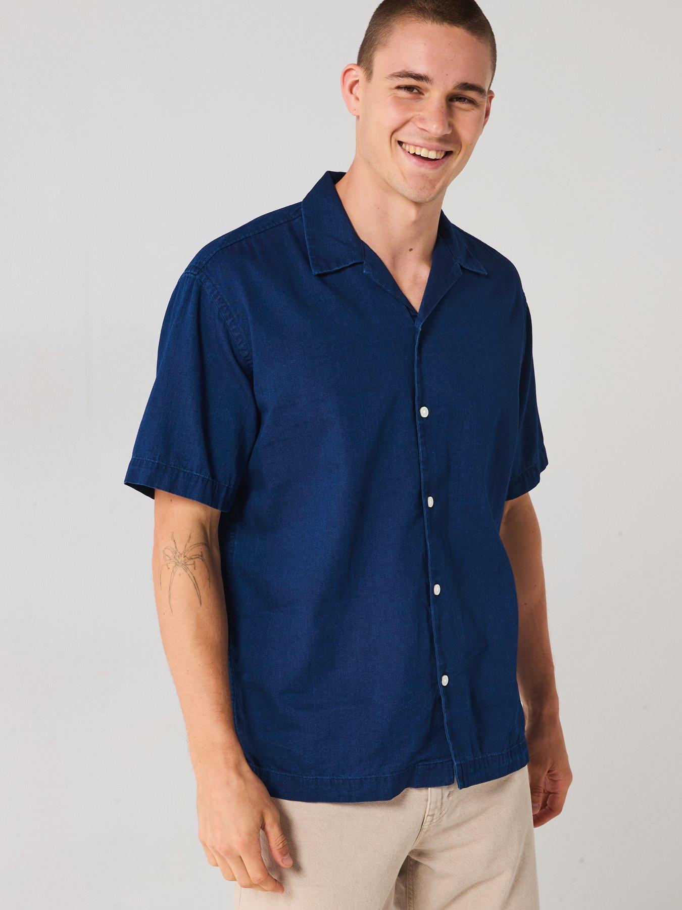 Selected Homme Rick Denim Short Sleeve Shirt - Dark Blue