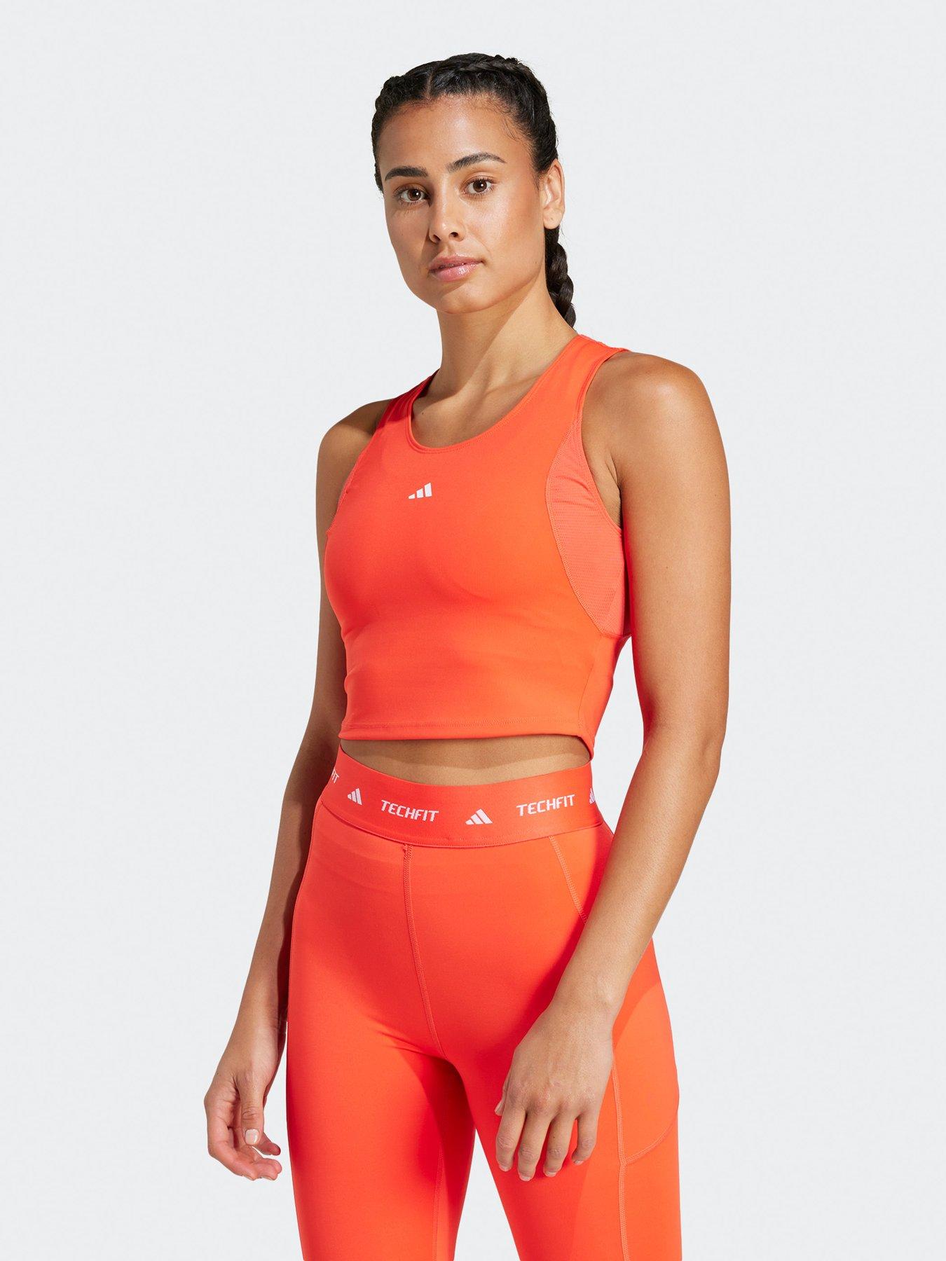 adidas Women's Techfit Cropped Training Tank Top - Orange