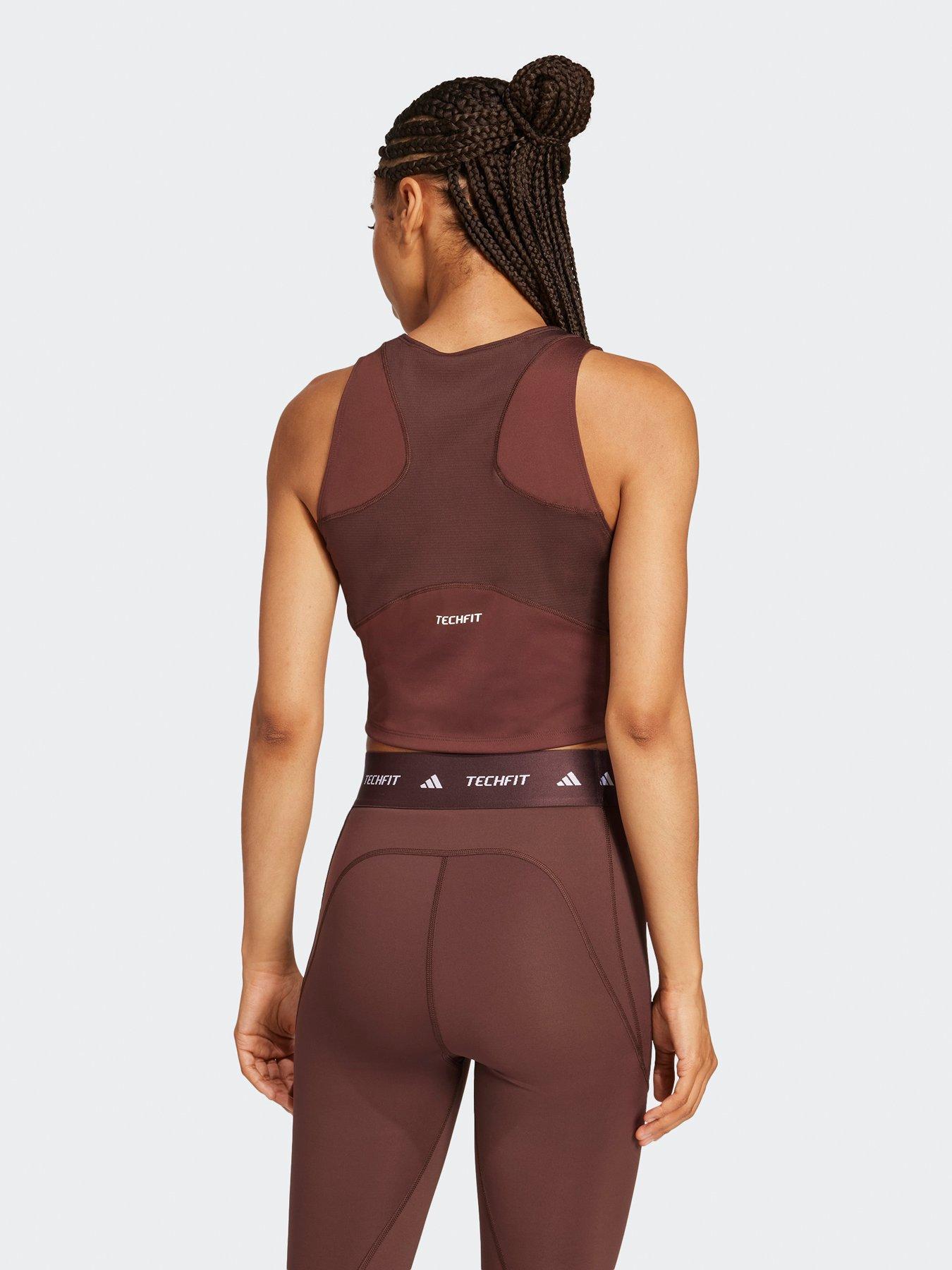 adidas-womens-techfit-cropped-training-tank-top-brownstillFront