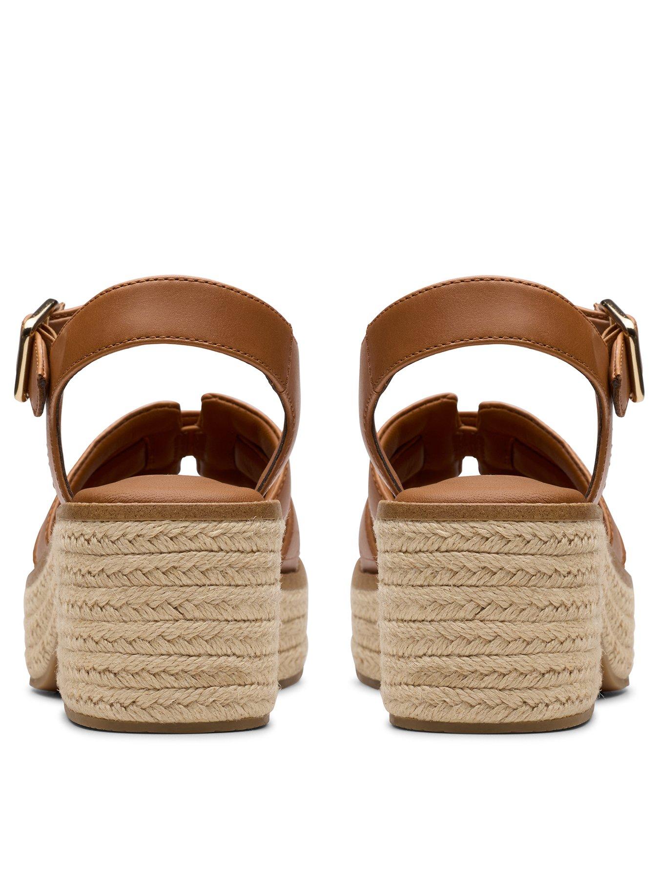 Image 3 of 7 of Clarks Coledale Strap Leather Platform Wedge Heel - Tan