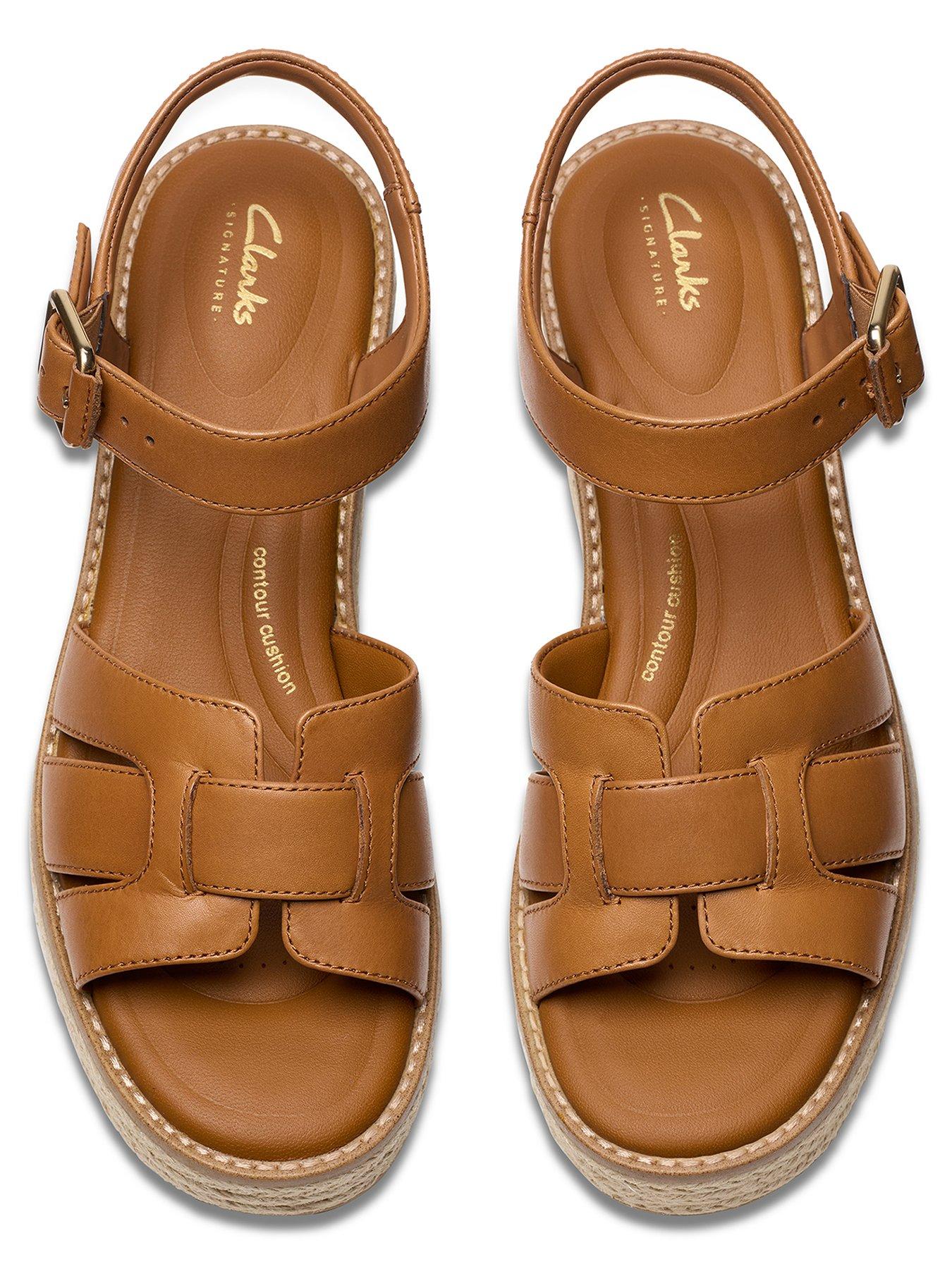 Image 4 of 7 of Clarks Coledale Strap Leather Platform Wedge Heel - Tan