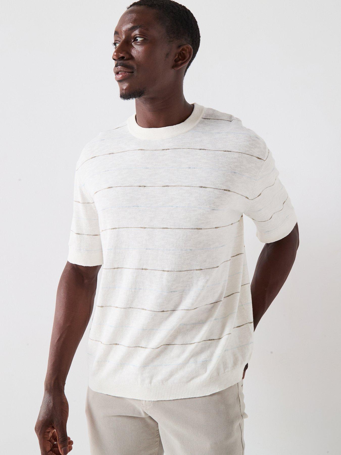 Selected Homme Berg Short Sleeve Relaxed Fit Knitted T-Shirt - Egret Winter Sky