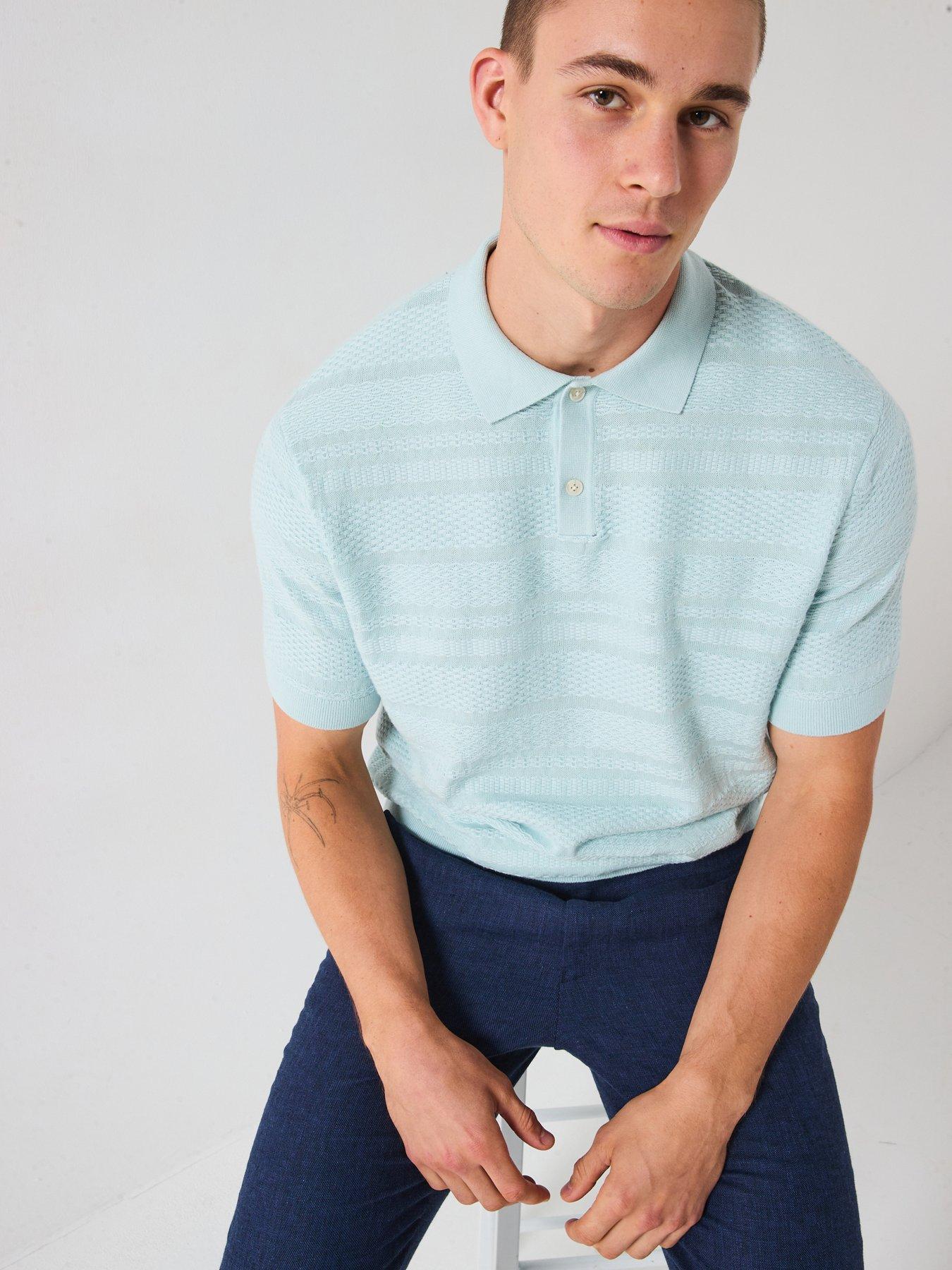selected-homme-foam-short-sleeve-structured-knitted-polo-shirt-light-bluefront