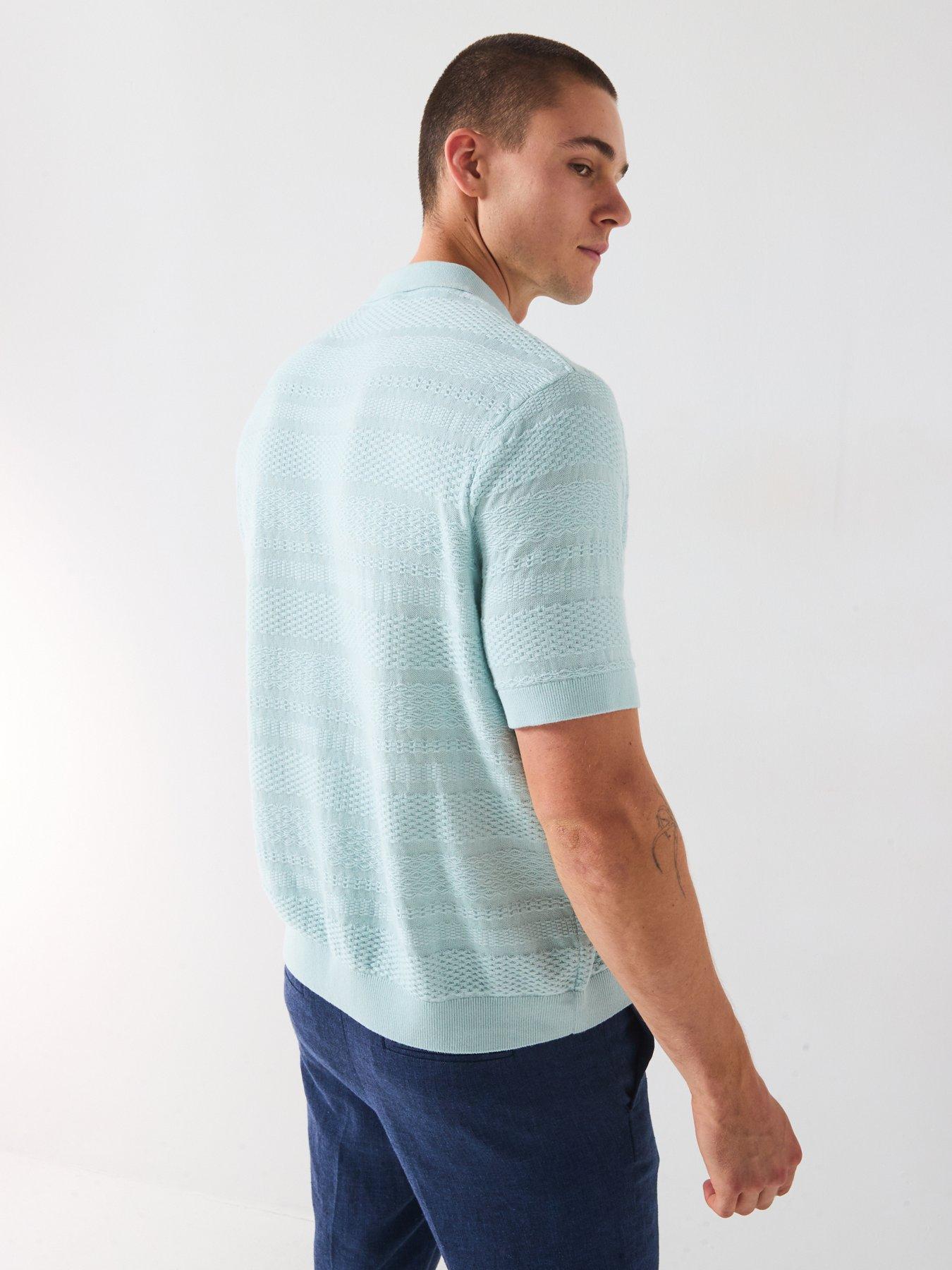 selected-homme-foam-short-sleeve-structured-knitted-polo-shirt-light-blueoutfit