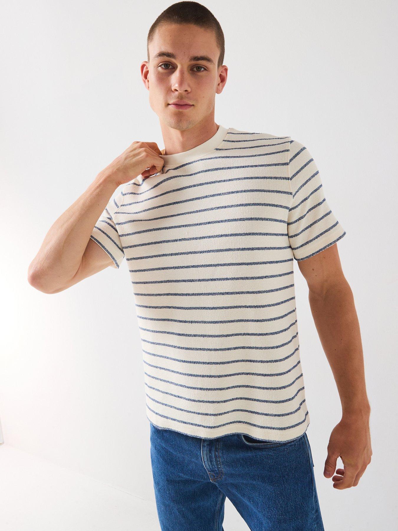 Selected Homme Django Stripe Short Sleeve O-Neck T-Shirt - Cream