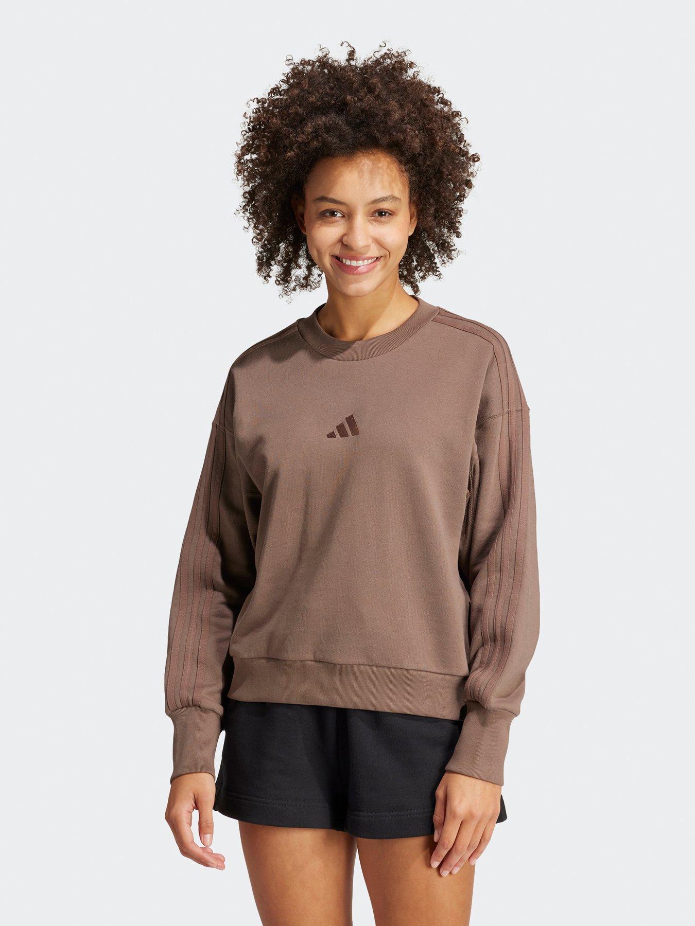 adidas-sportswear-womens-all-szn-french-terry-3-stripes-sweatshirt-brownfront