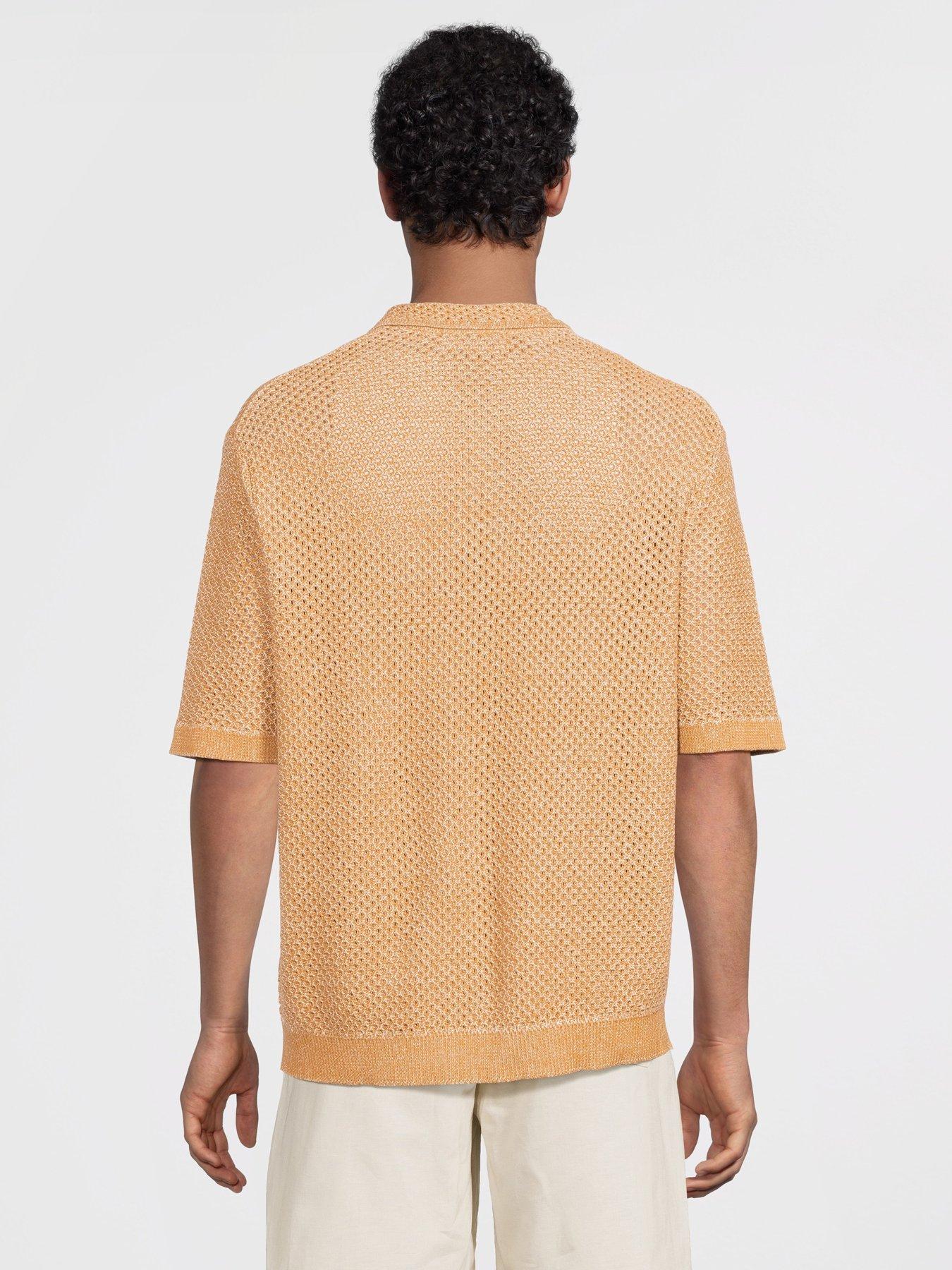 selected-homme-ginger-short-sleeve-relaxed-fit-knitted-polo-cardigan-light-brownstillFront