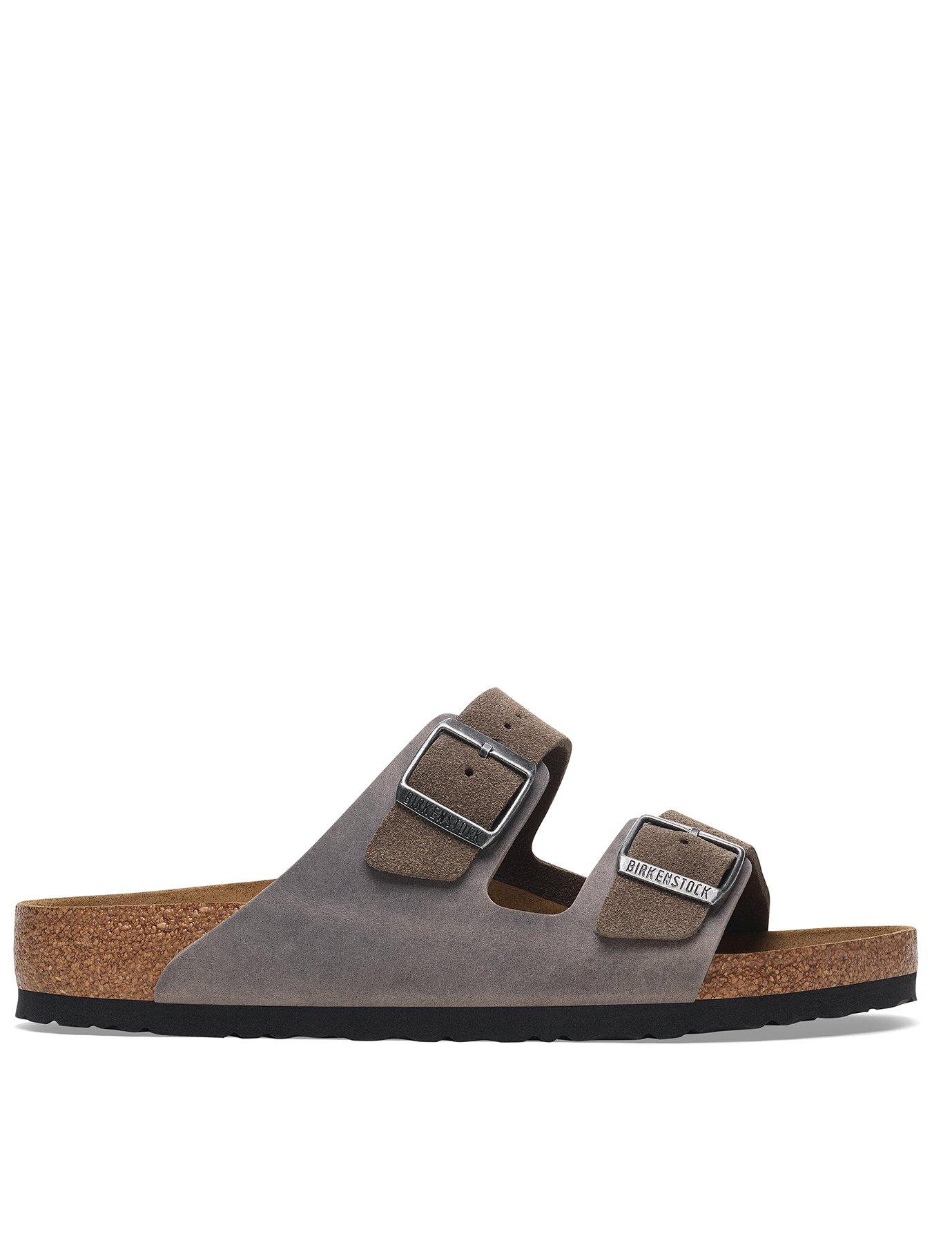 Image of Birkenstock Men's Arizona Suede And Oiled Leather Sandals - Grey