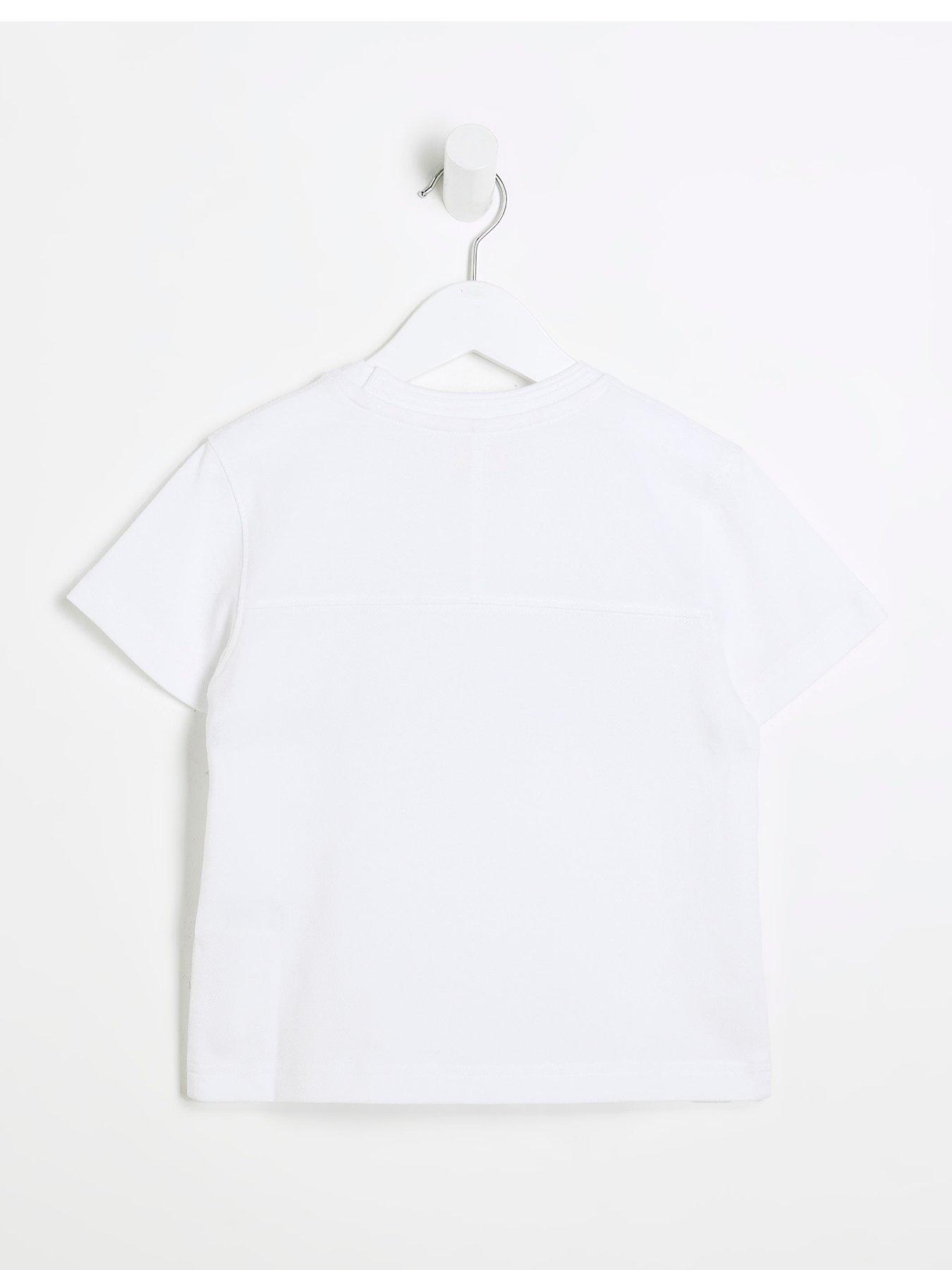 Image 2 of 4 of River Island Mini Boys Piped T-Shirt - White