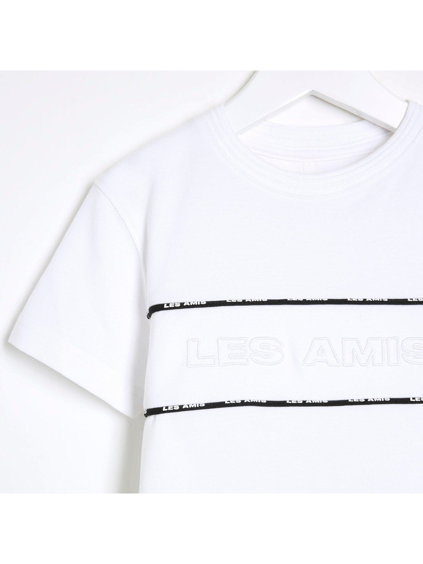 Image 3 of 4 of River Island Mini Boys Piped T-Shirt - White
