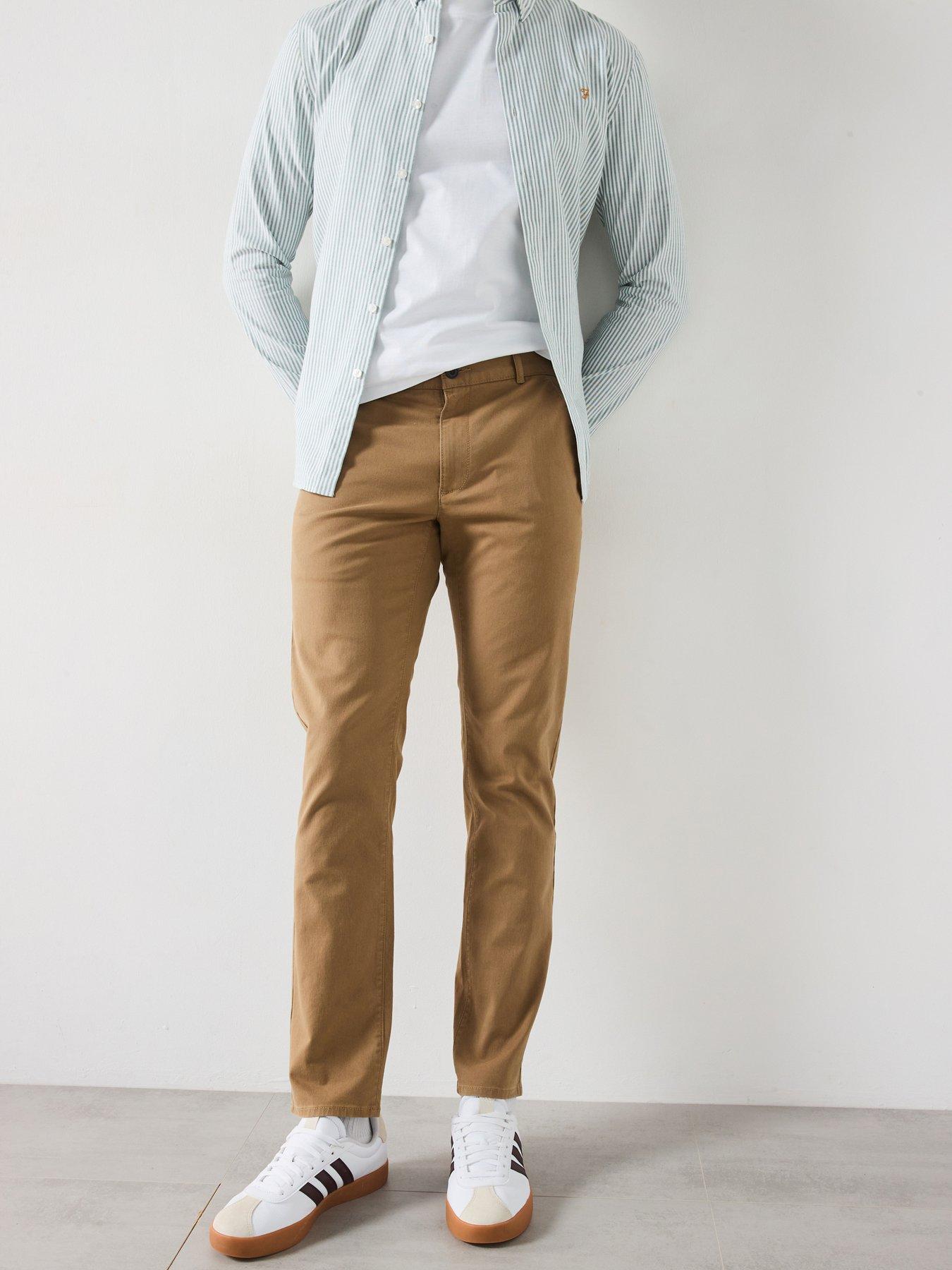 Image 1 of 6 of Farah Elm Slim Fit Twill Chinos - Beige