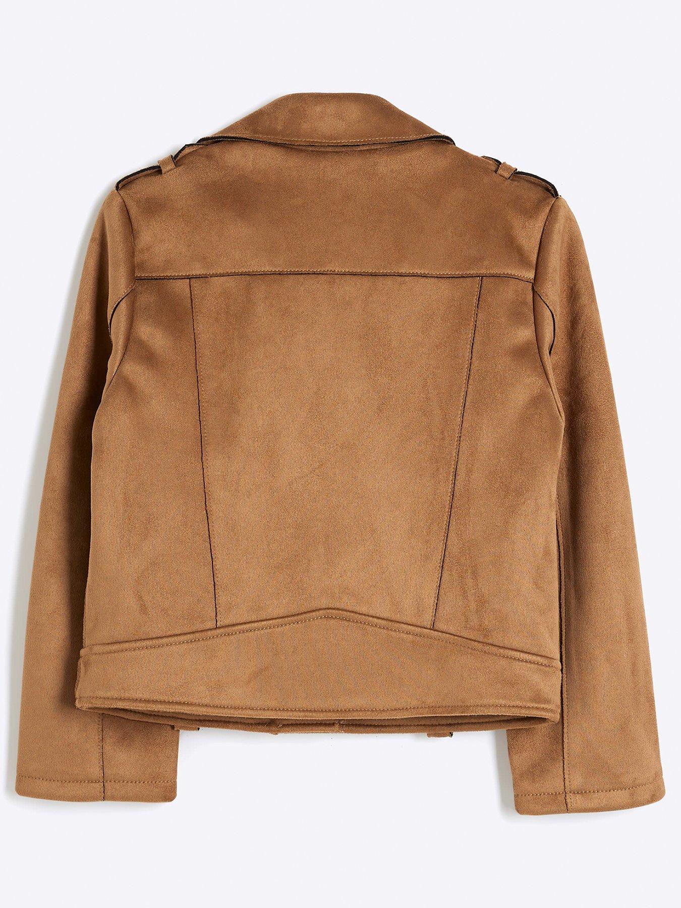 Image 2 of 4 of River Island Girls Suedette Biker - Stone