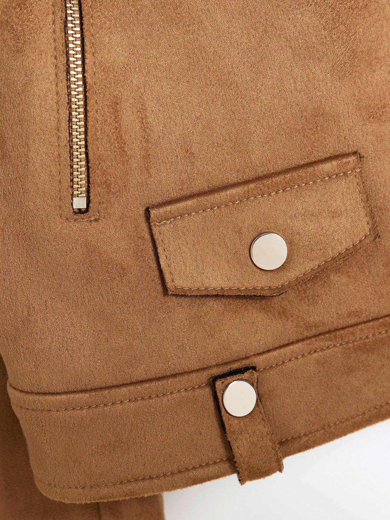Image 3 of 4 of River Island Girls Suedette Biker - Stone