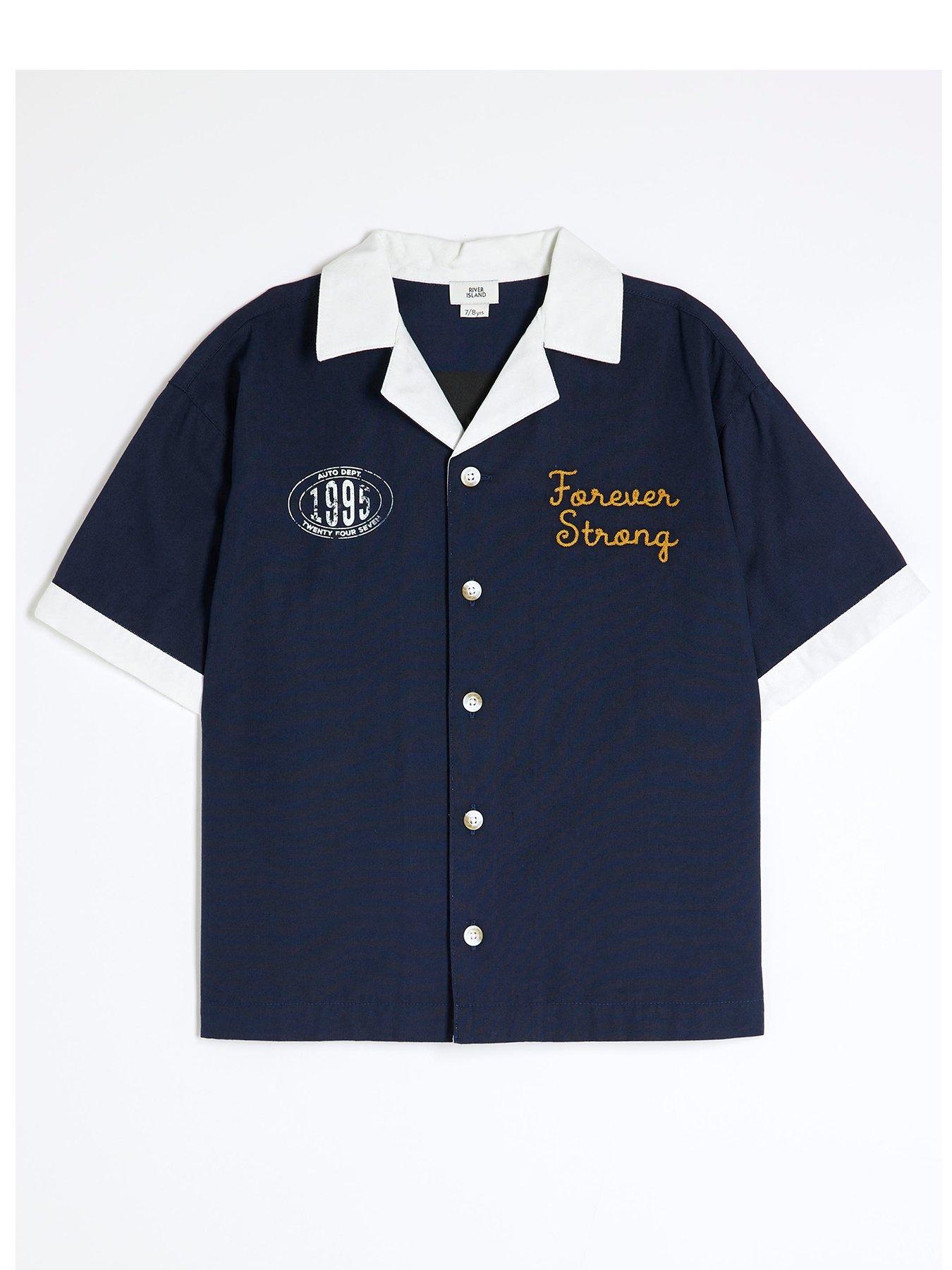 Image 1 of 4 of River Island Boys Embroidery Eagle Shirt - Navy