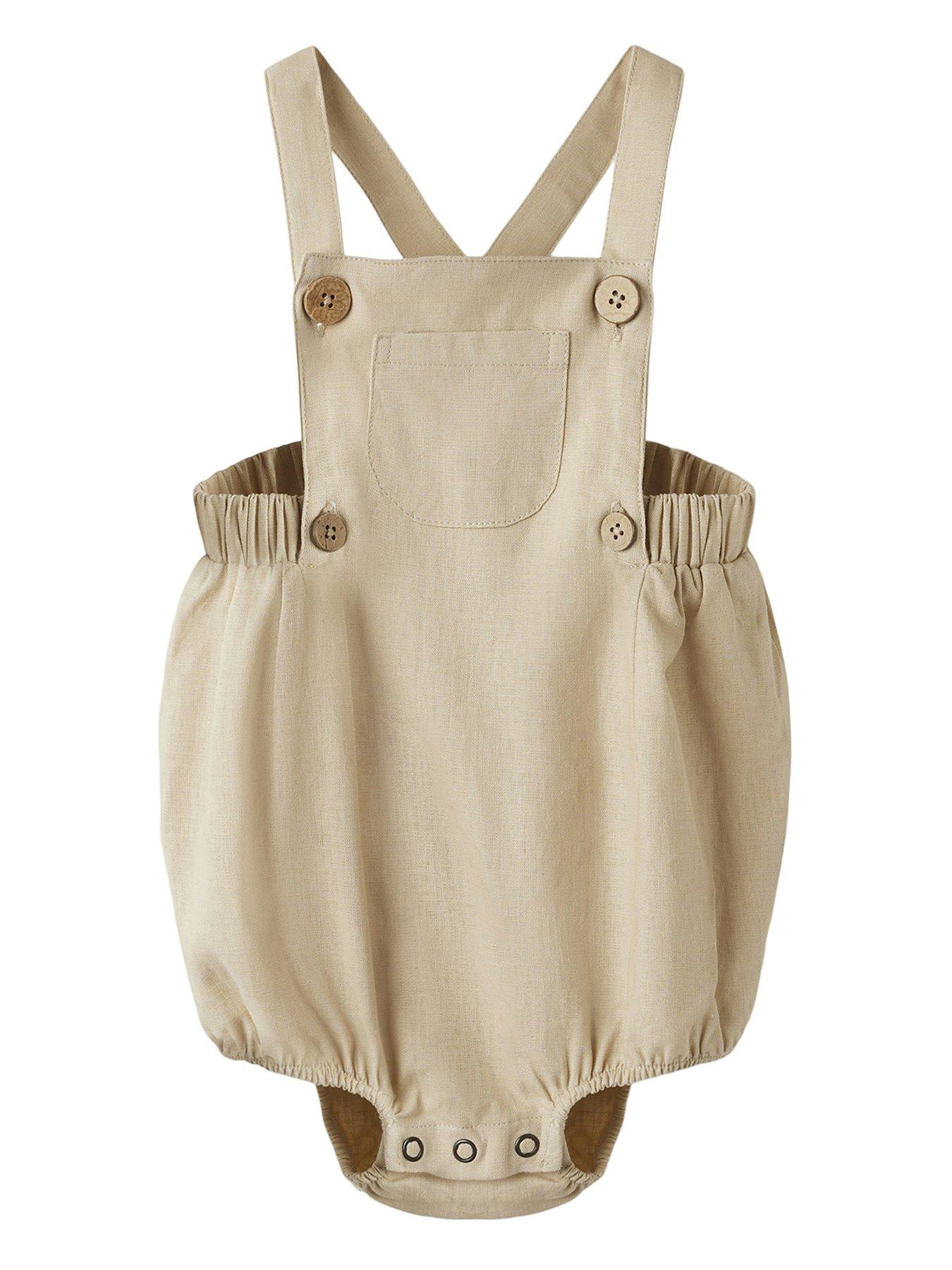 Image of Lil Atelier Baby Boys Shorty Dungaree - Irish Cream
