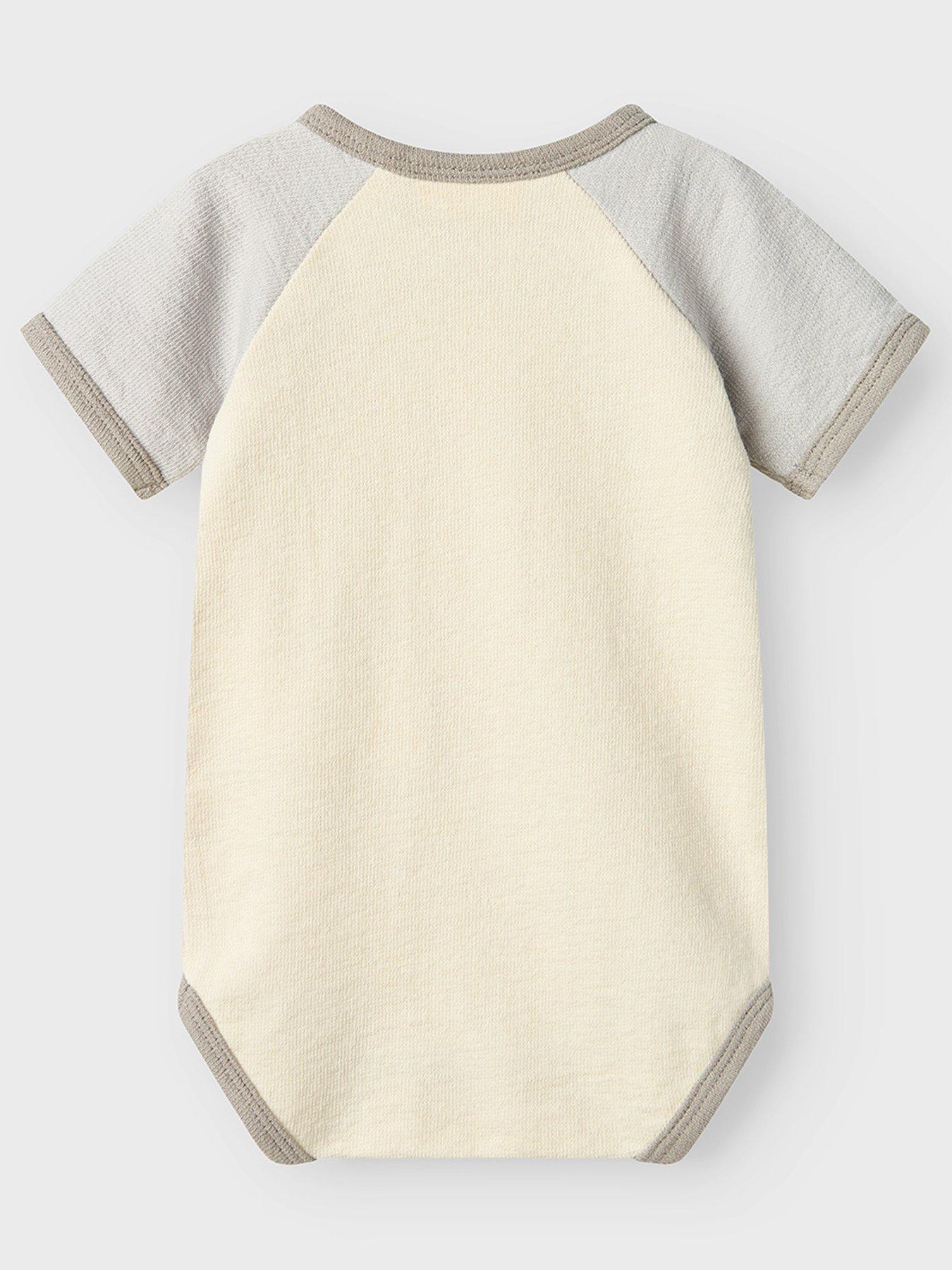Image 2 of 3 of Lil Atelier Baby Boys Contrast Short Sleeve Bodysuit - Turtledove Vapor Blue