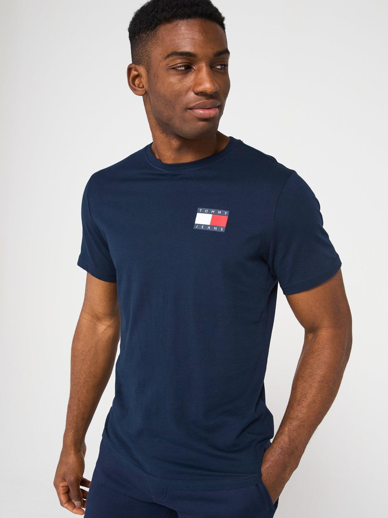 Image 1 of 4 of Tommy Jeans Slim Essential Flag T-Shirt - Navy