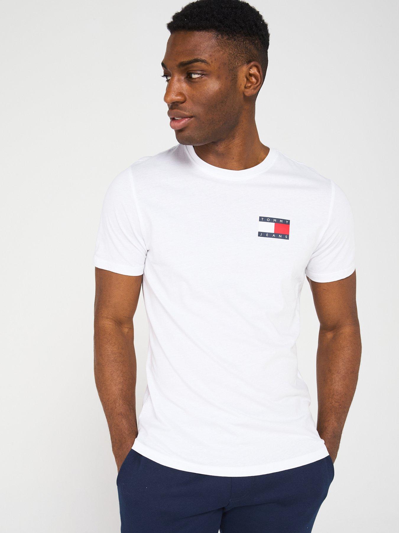Image 1 of 5 of Tommy Jeans Slim Essential Flag T-Shirt - White