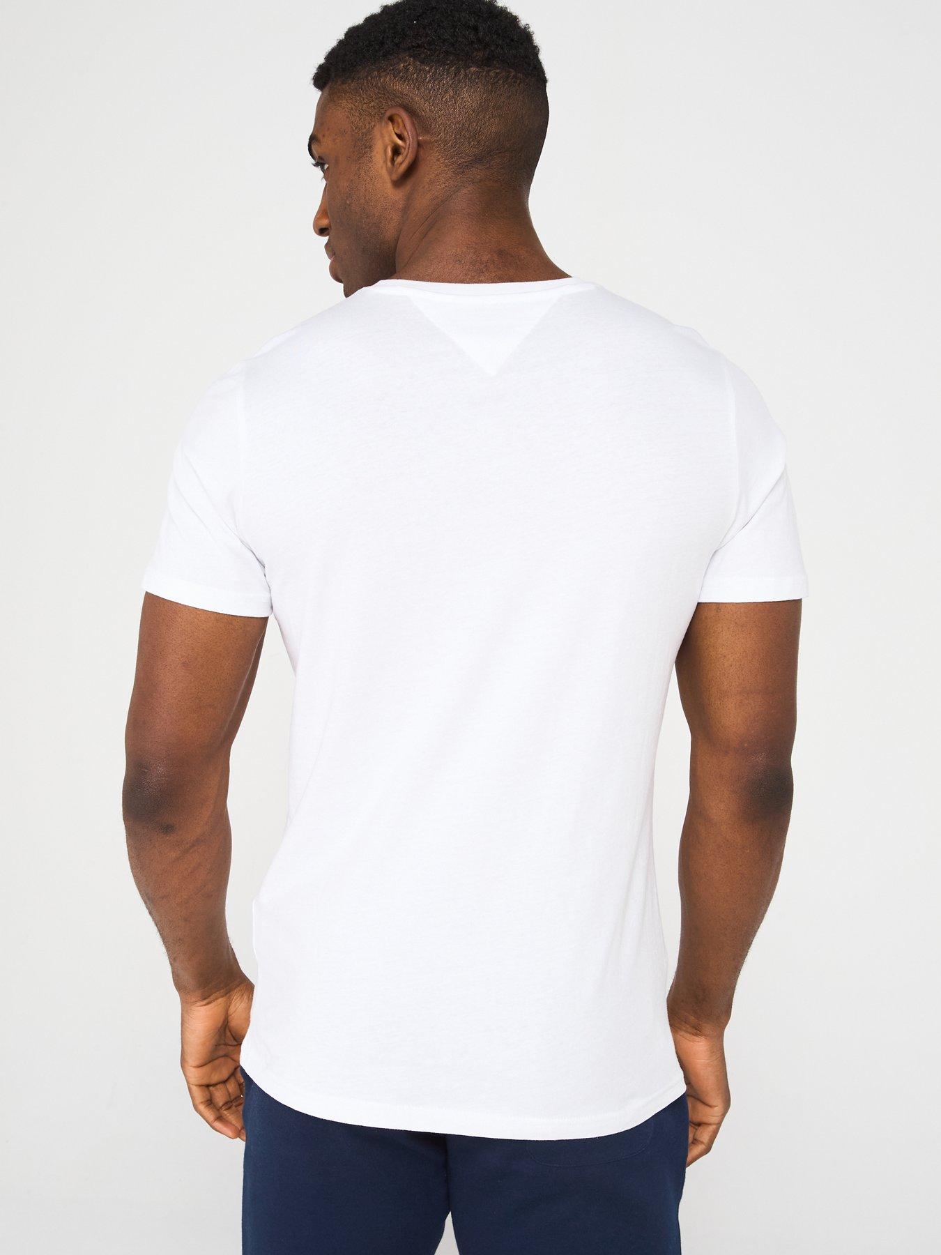 Image 2 of 5 of Tommy Jeans Slim Essential Flag T-Shirt - White