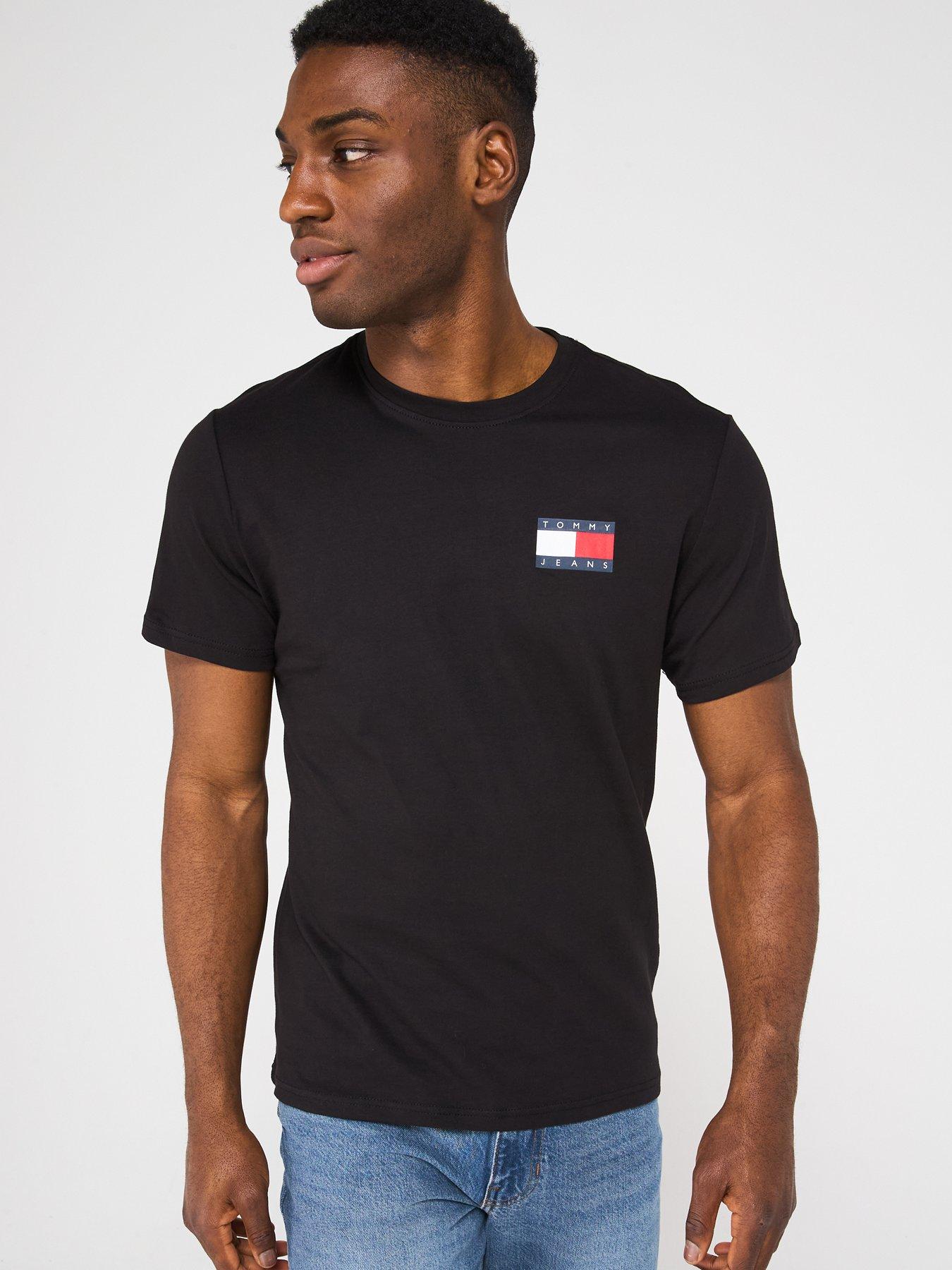 Image 1 of 4 of Tommy Jeans Slim Essential Flag T-Shirt - Black