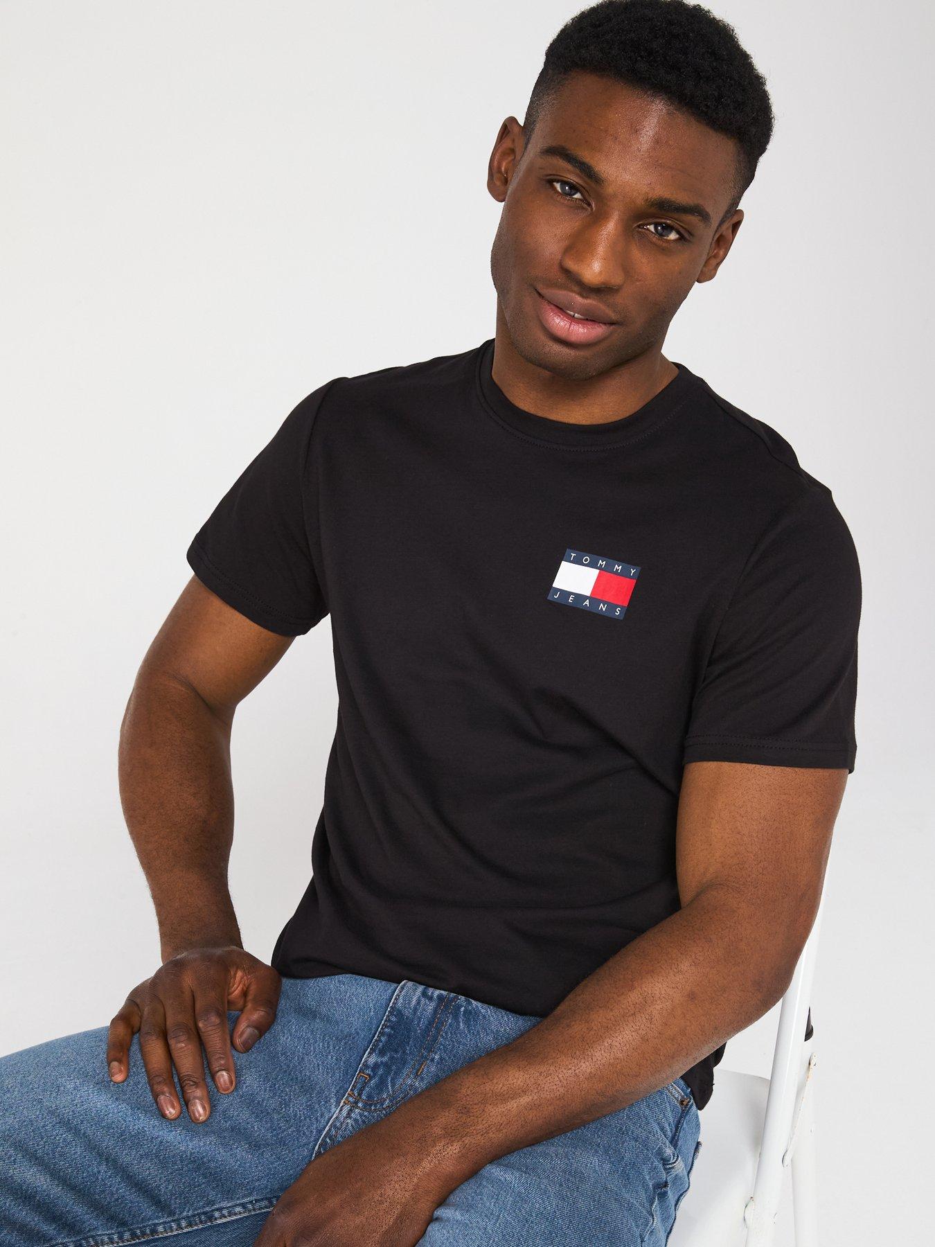 Image 4 of 4 of Tommy Jeans Slim Essential Flag T-Shirt - Black