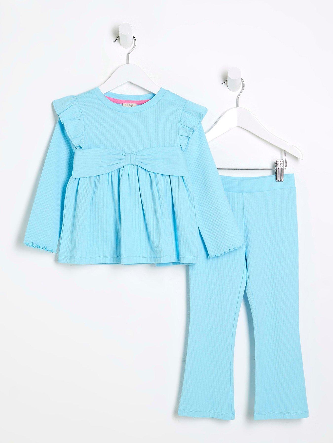 river-island-mini-mini-girls-peplum-bow-top-set-turquoise