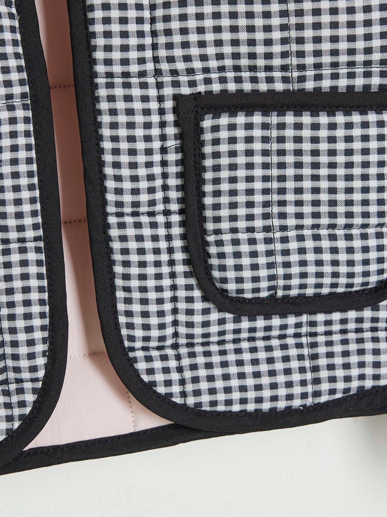 Image 3 of 4 of River Island Mini Mini Girls Gingham Quilted Jacket - Black