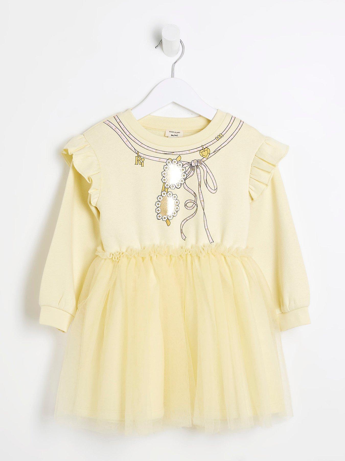 undefined Mini Girls Tutu Necklace Dress - Lemon Yellow
