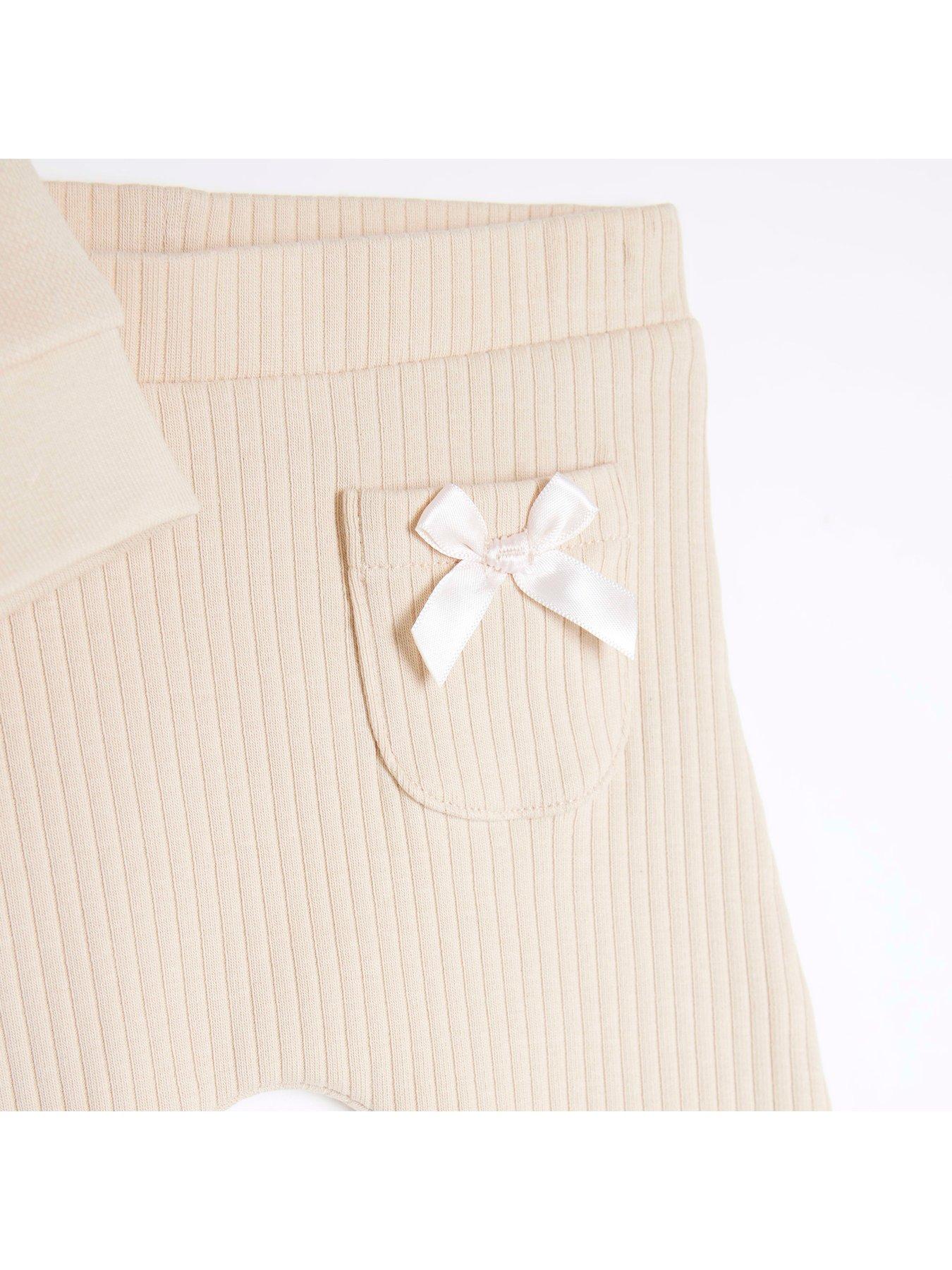 Image 4 of 4 of River Island Baby Baby Girls Peplum Sweatshirt Set - Beige