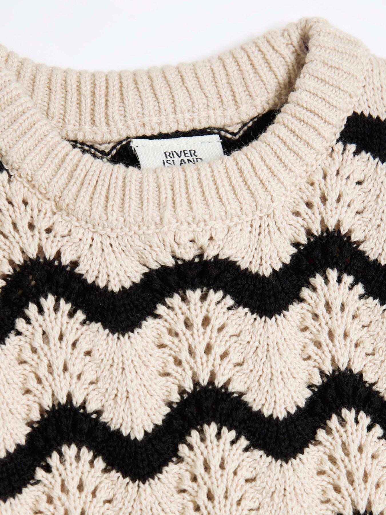 Image 4 of 5 of River Island Baby Baby Girls Striped Crochet Top Set - Black