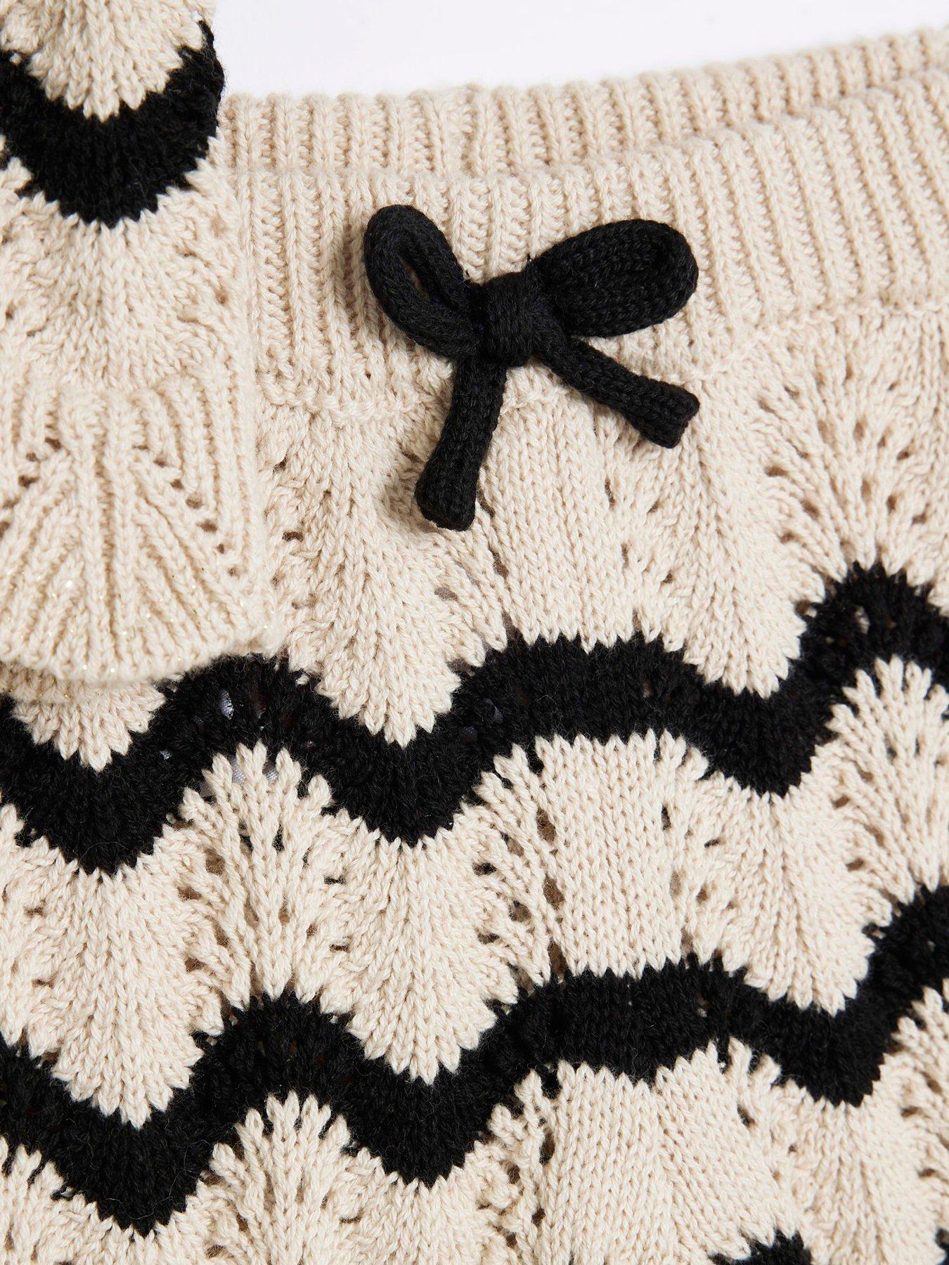 Image 5 of 5 of River Island Baby Baby Girls Striped Crochet Top Set - Black