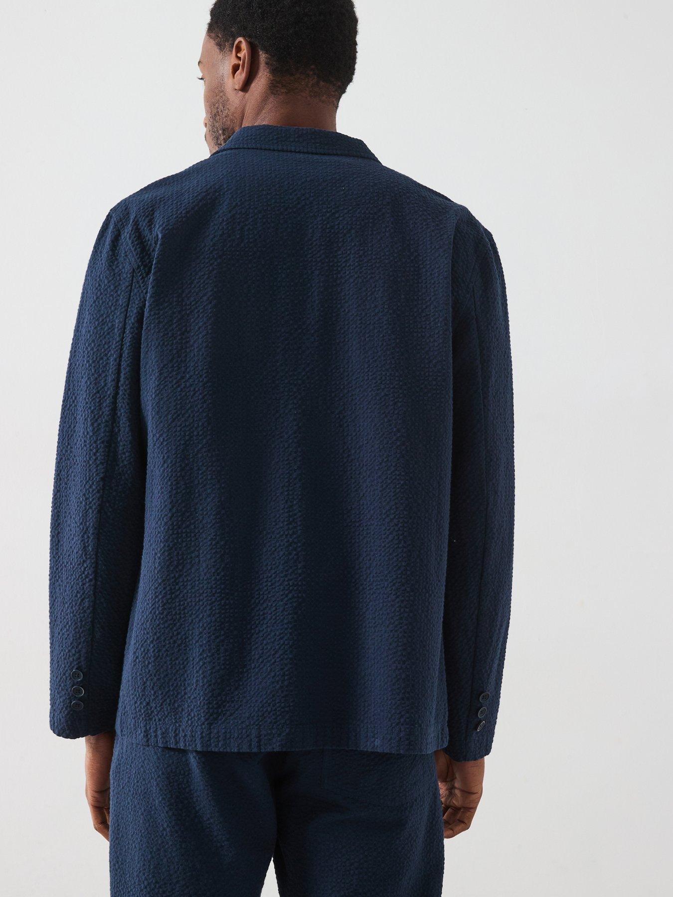 Image 2 of 6 of Farah Farah Habersham Seersucker Regular Fit Blazer Jacket -Navy