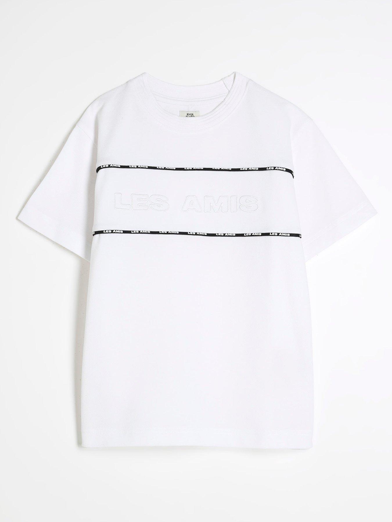 Image of River Island Boys Piped T-Shirt - White