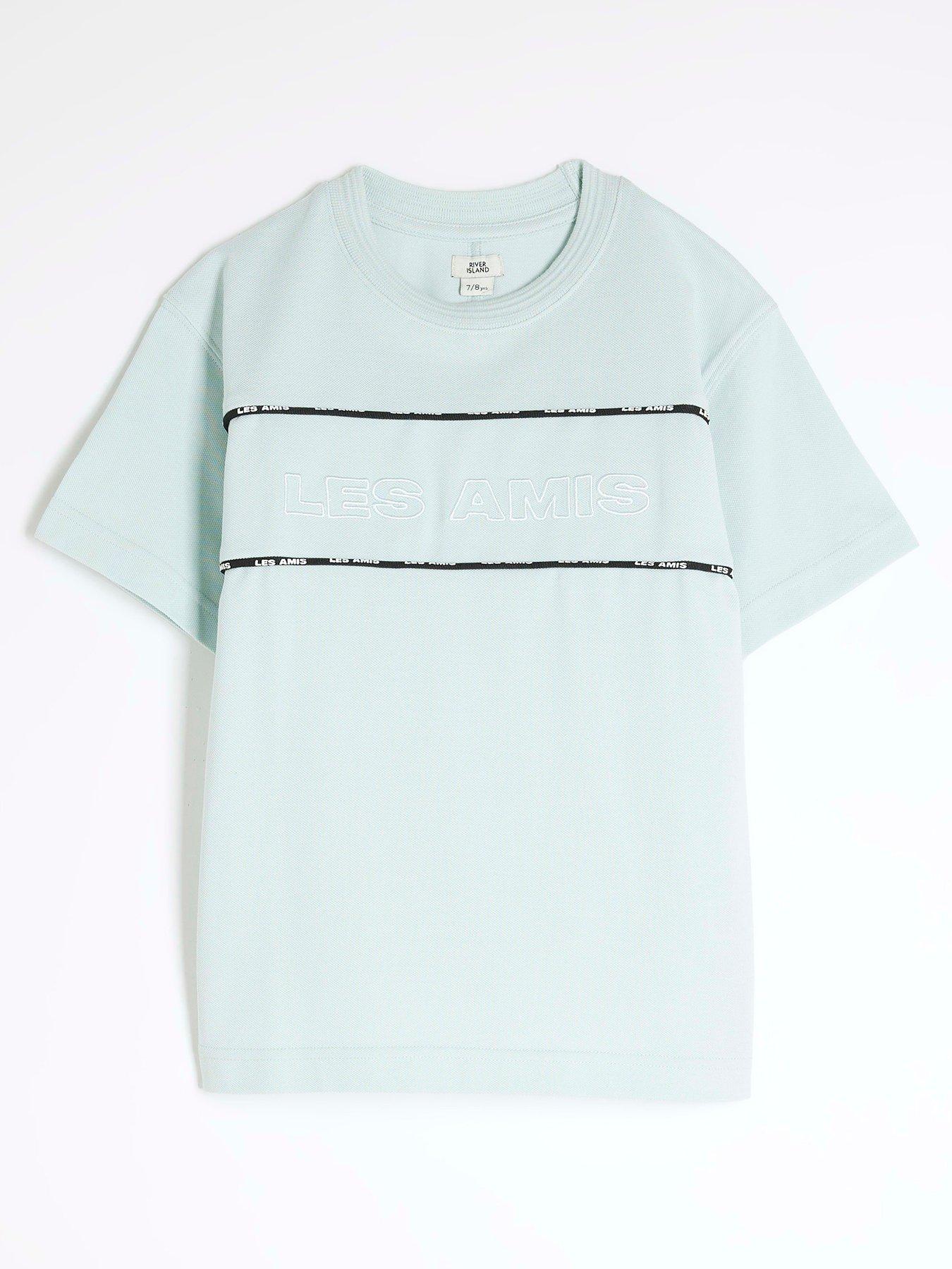Image 1 of 4 of River Island Boys Piped T-Shirt - Ice Blue