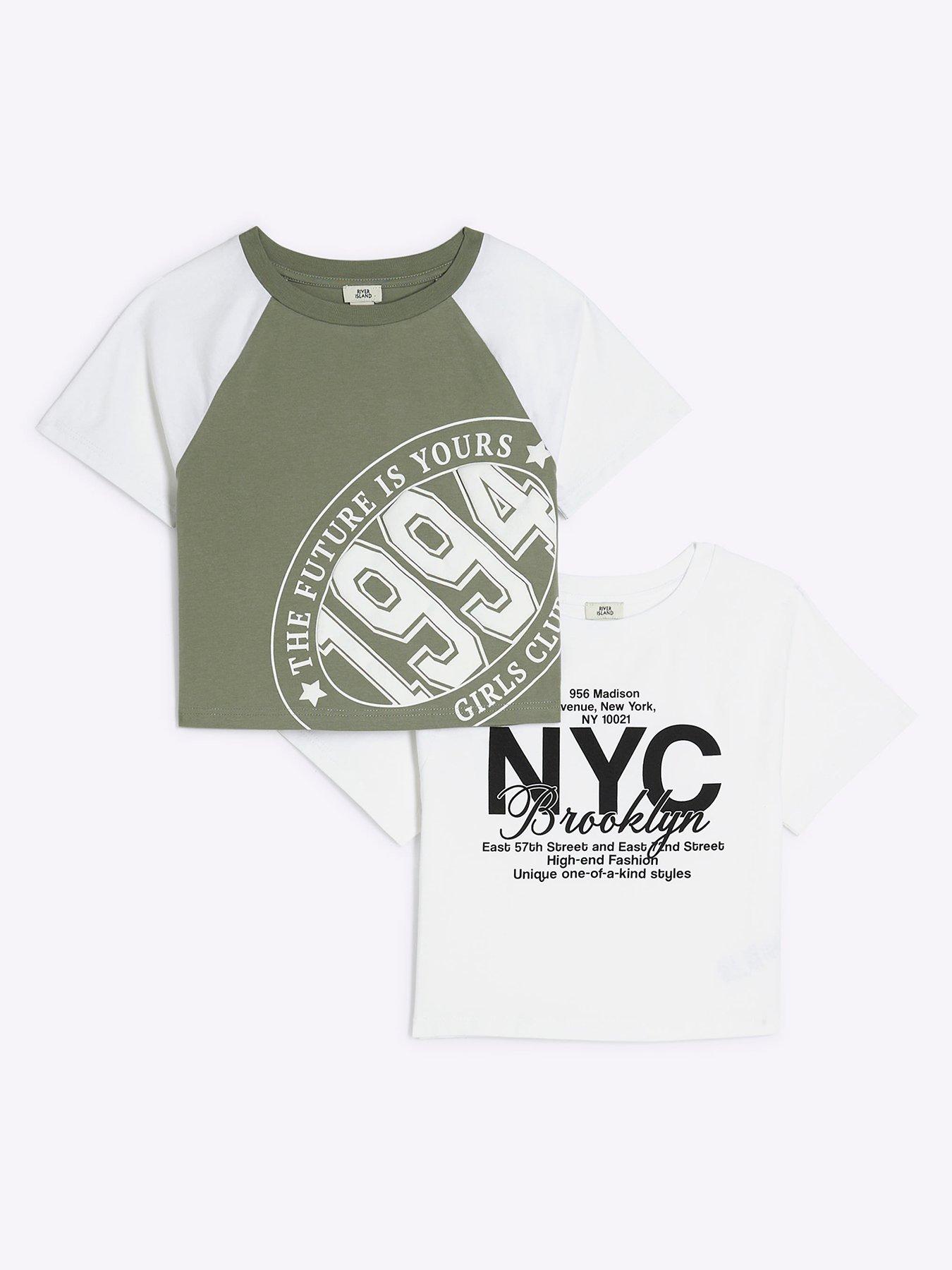 Image of River Island Girls Pack Of 2 Sporty Tops - Green