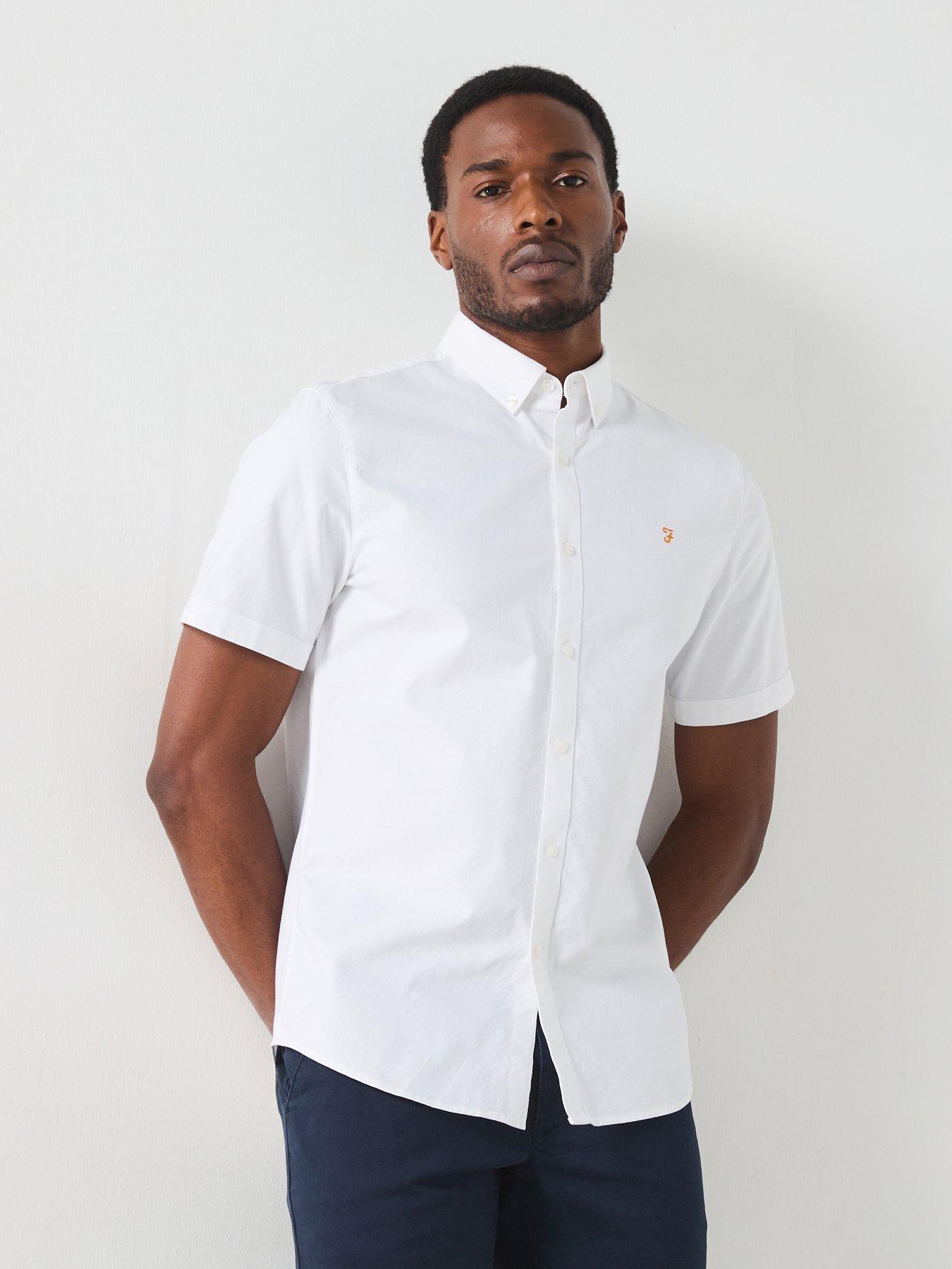 Image 1 of 5 of Farah Brewer Short Sleeve Slim Fit Shirt - White