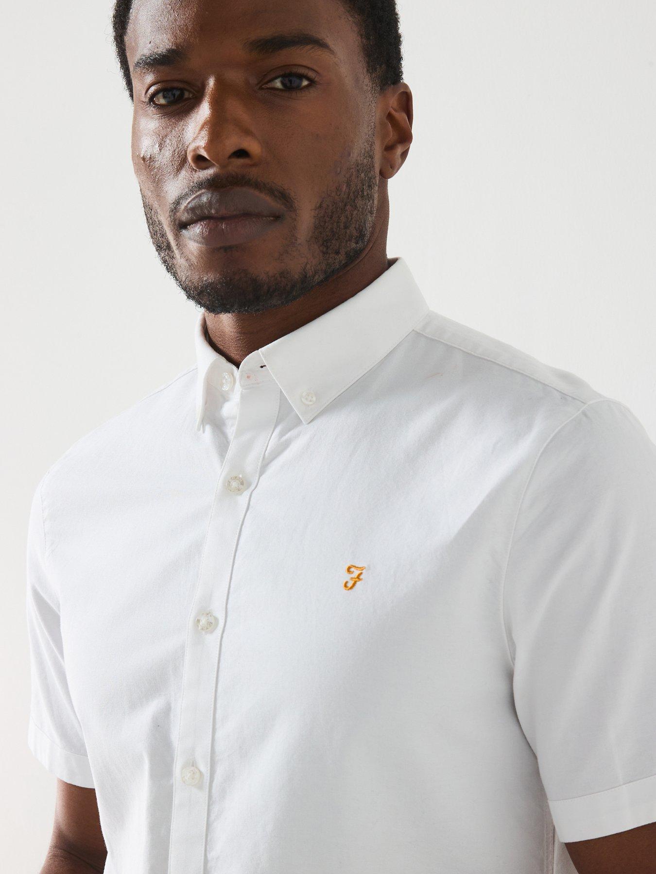 Image 4 of 5 of Farah Brewer Short Sleeve Slim Fit Shirt - White