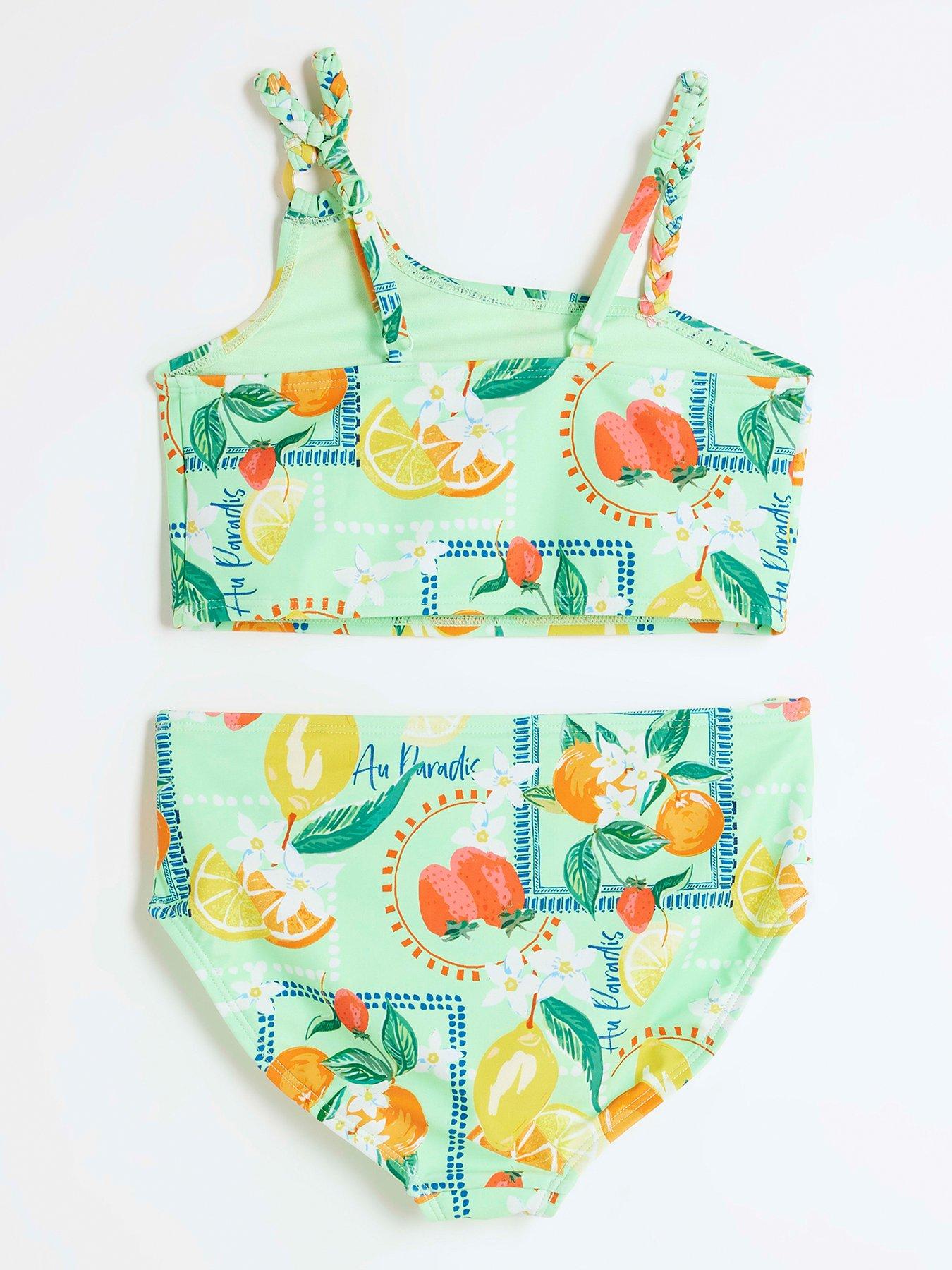 Image 2 of 4 of River Island Girls Lemon Bikini Set - Light Green
